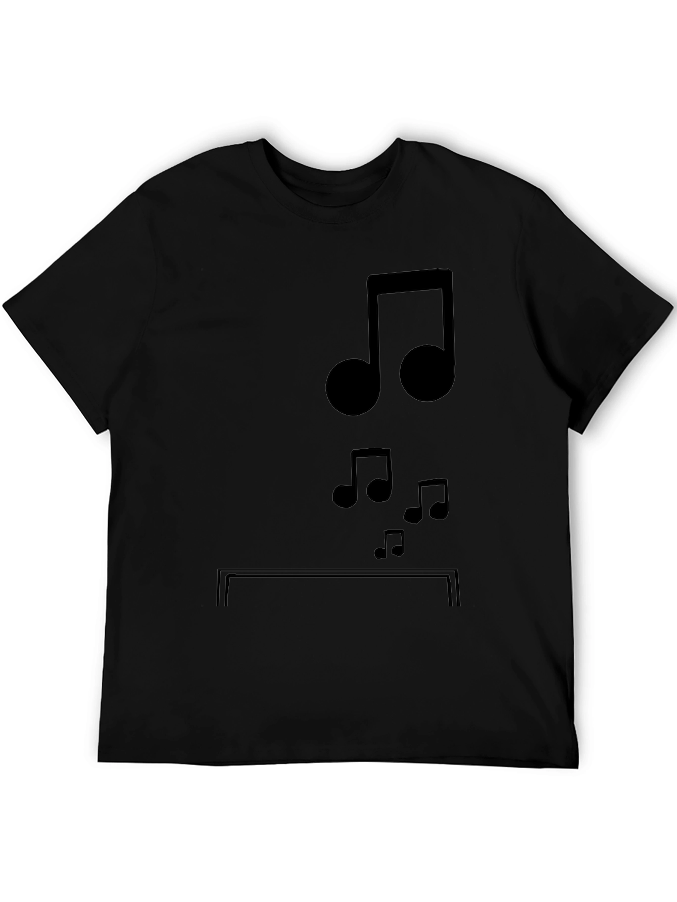 Musical Notes Graphic Tee - Black Cotton Comfort