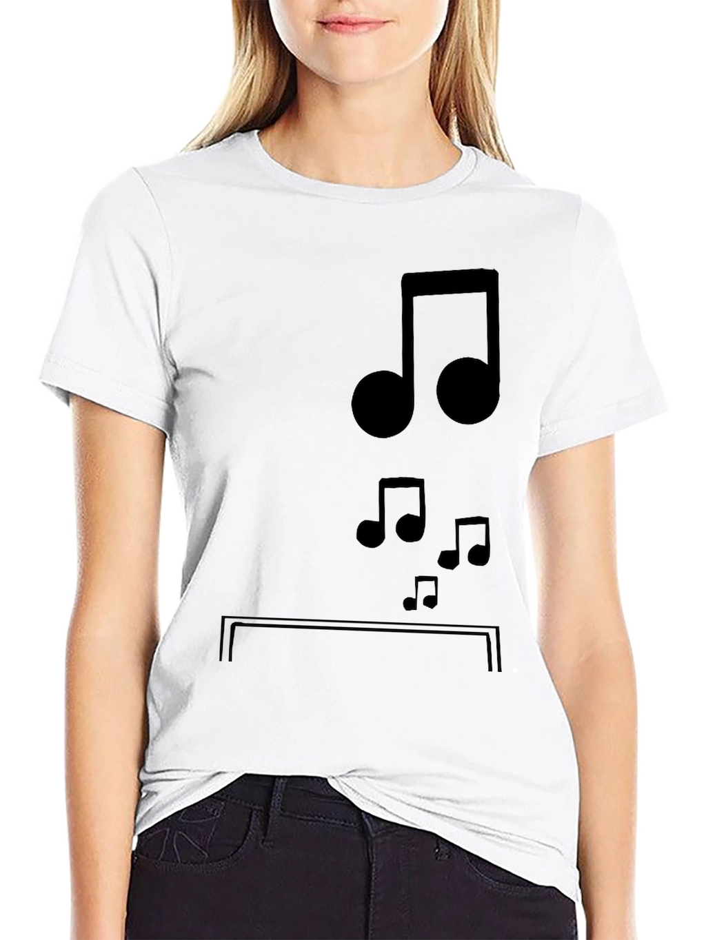 Musical Notes Graphic Tee - Black Cotton Comfort