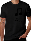 Musical Notes Graphic Tee - Black Cotton Comfort