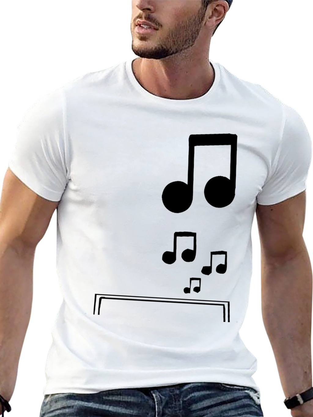 Musical Notes Graphic Tee - Black Cotton Comfort