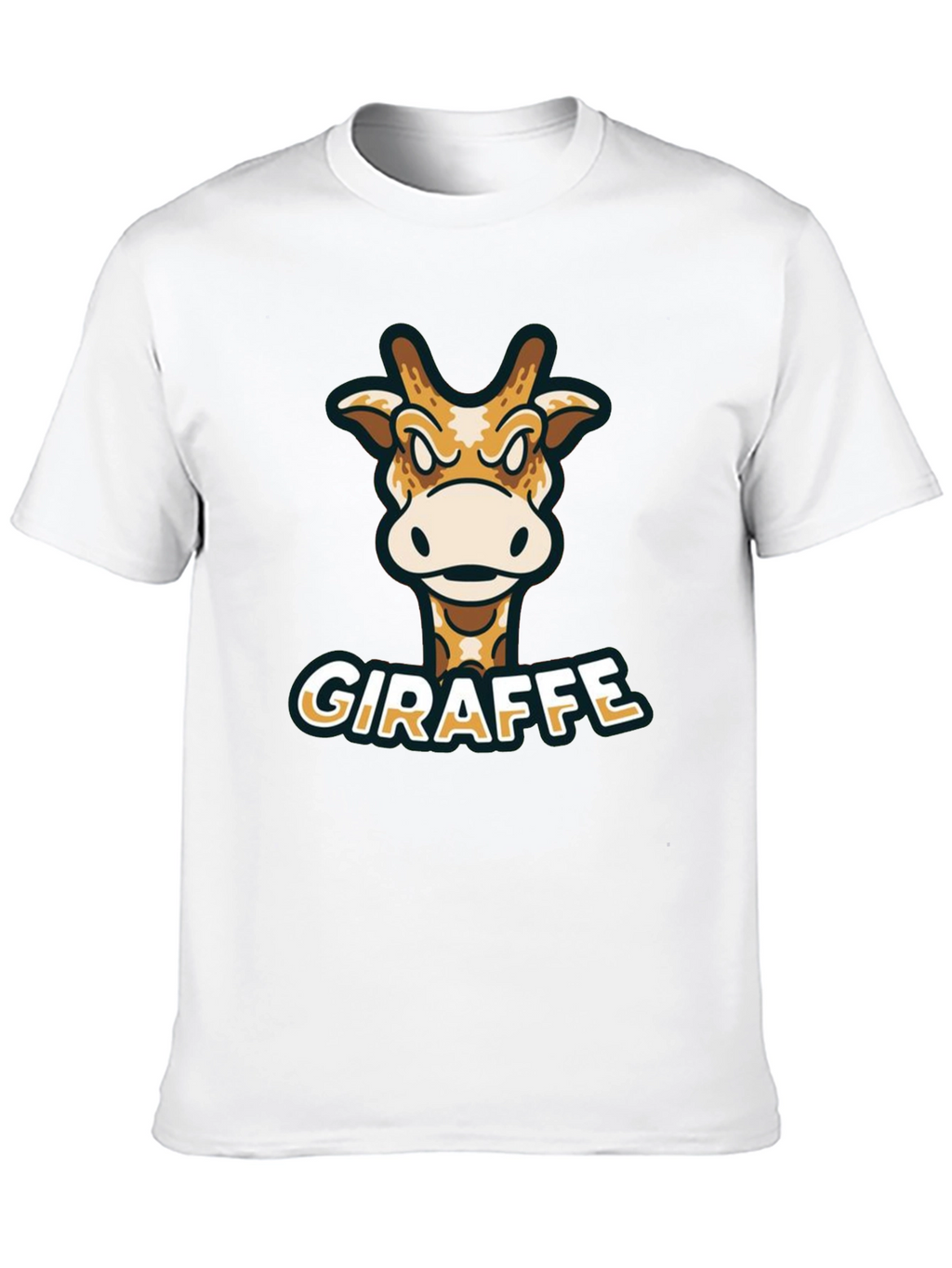 Giraffe Cartoon Graphic T-Shirt - Black