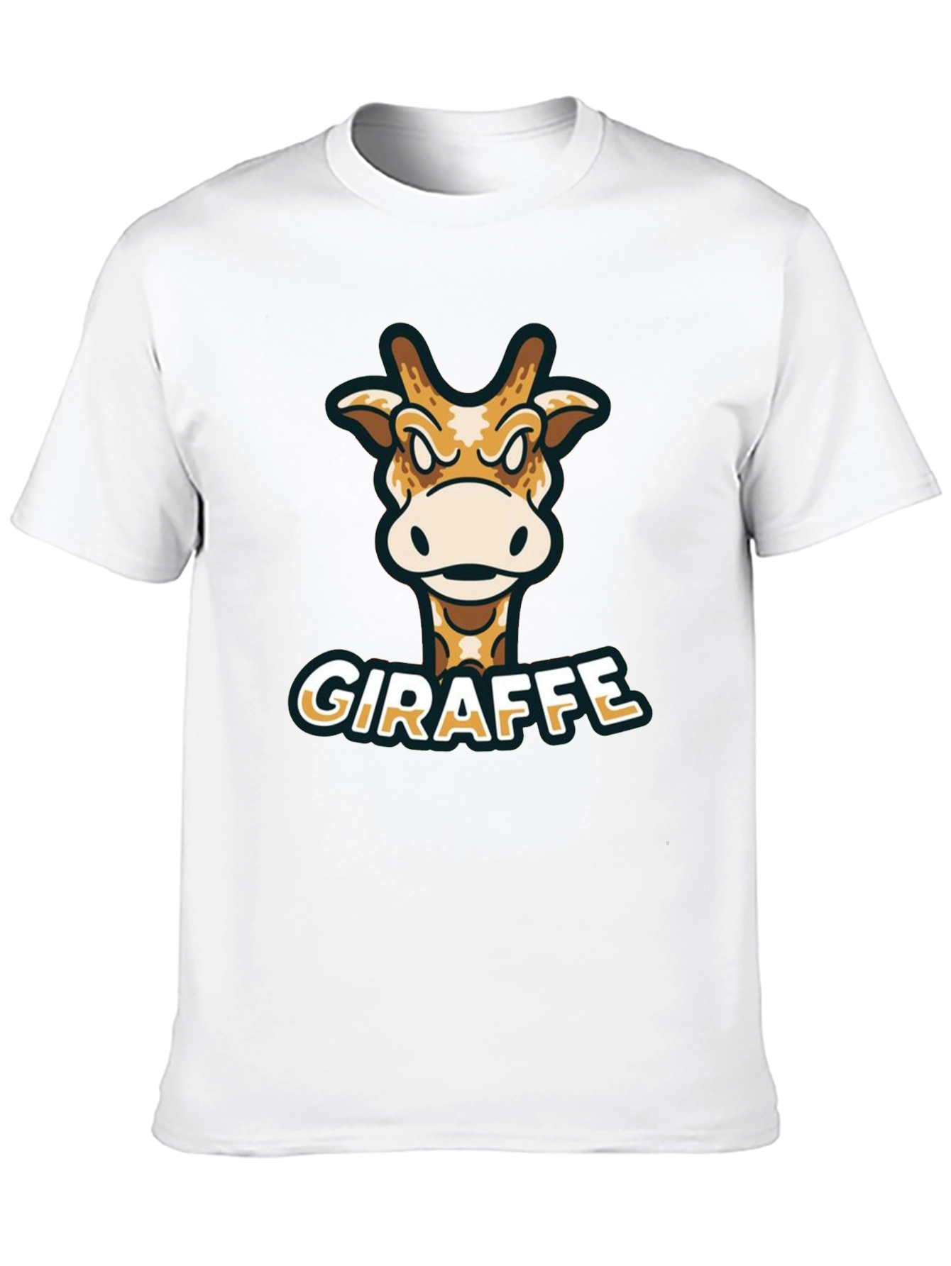 Giraffe Cartoon Graphic T-Shirt - Black