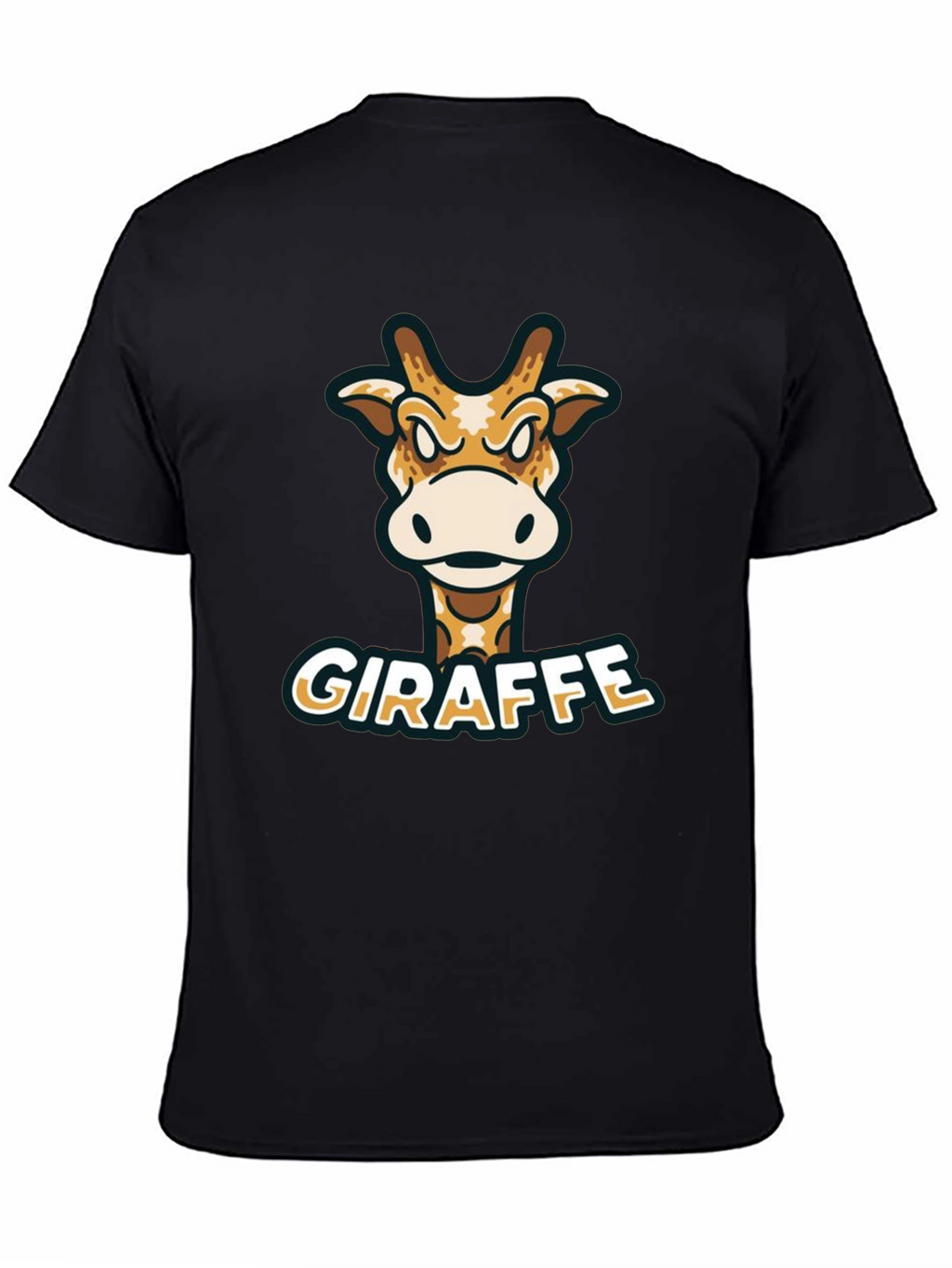Giraffe Cartoon Graphic T-Shirt - Black