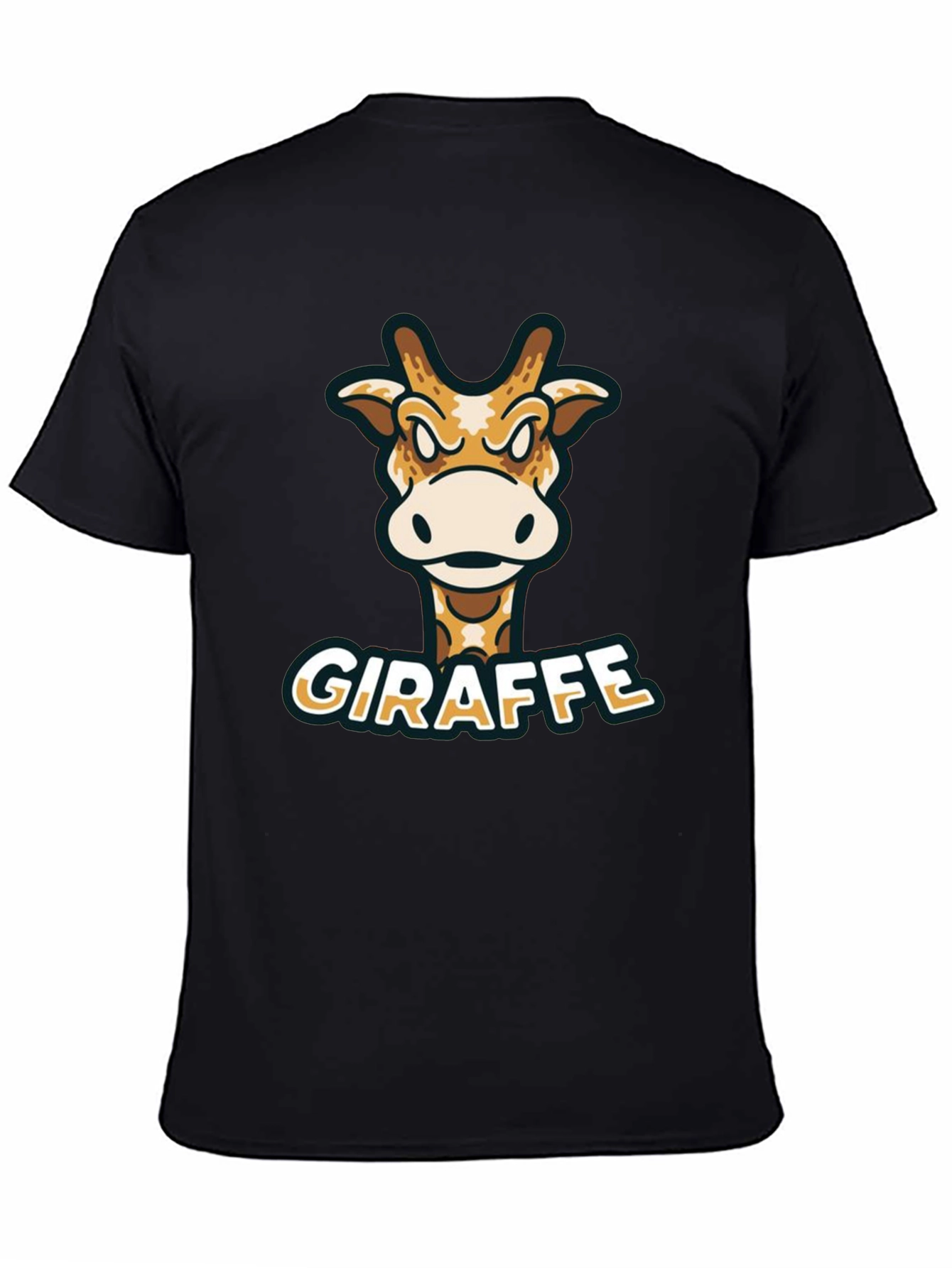 Giraffe Cartoon Graphic T-Shirt - Black