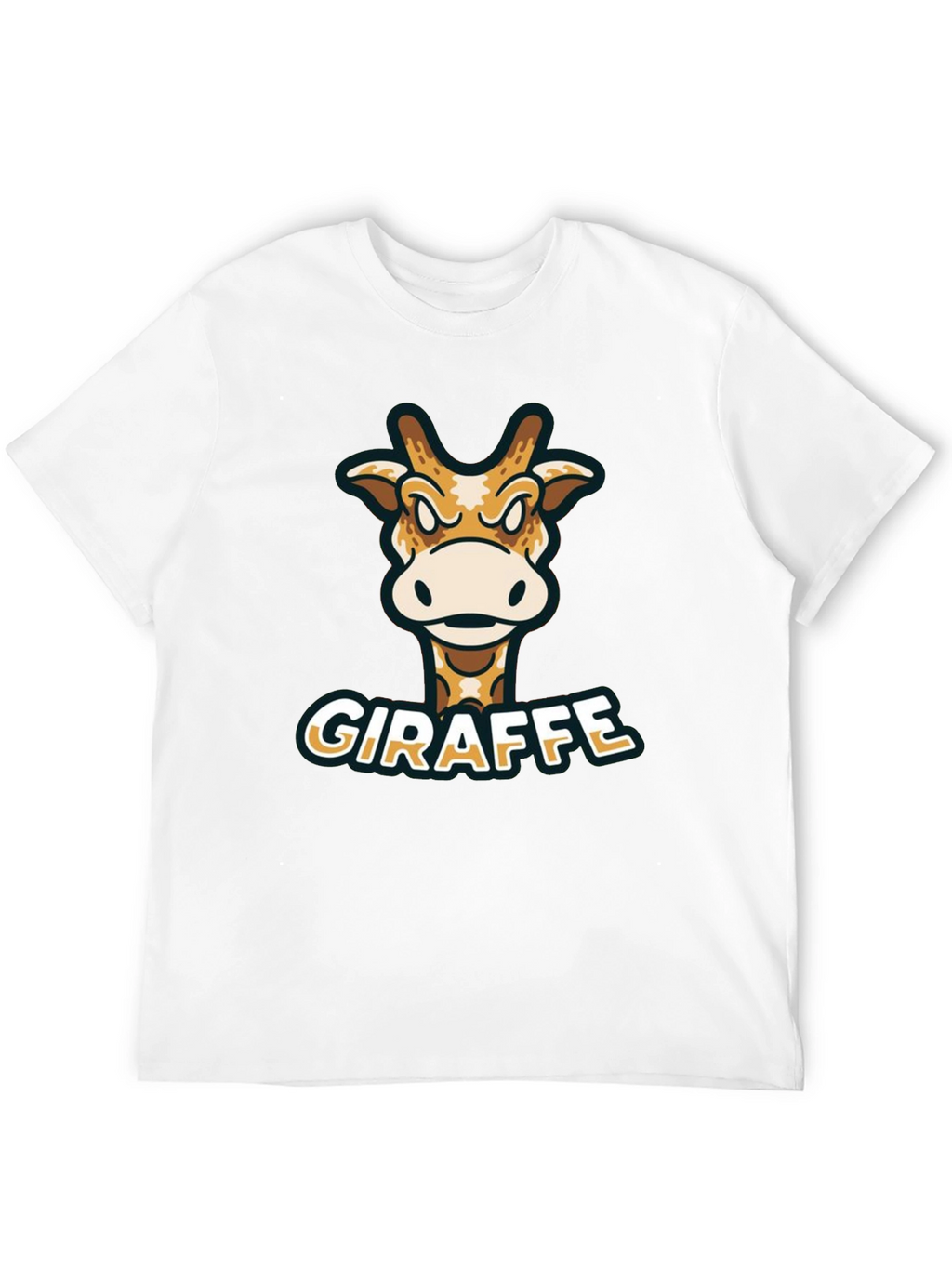 Giraffe Cartoon Graphic T-Shirt - Black