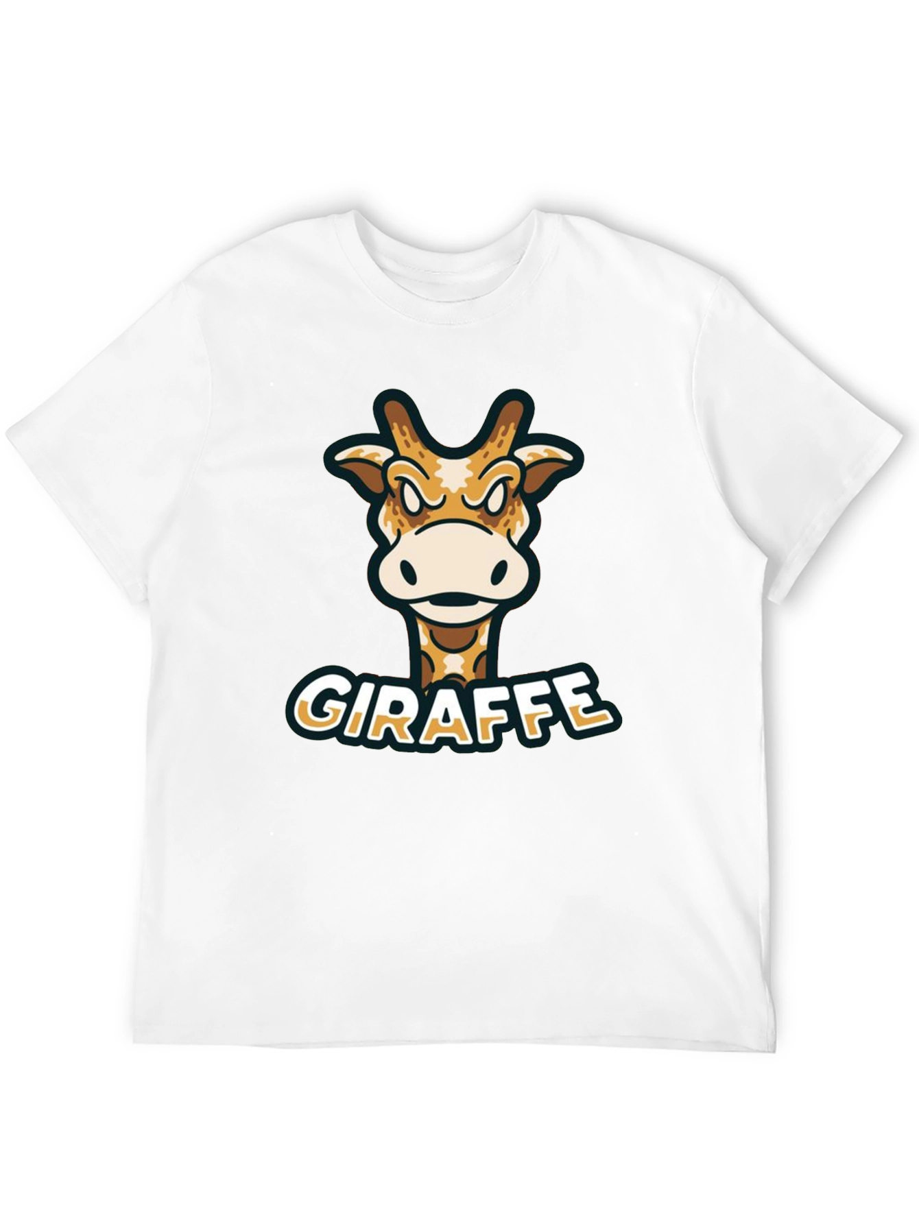 Giraffe Cartoon Graphic T-Shirt - Black