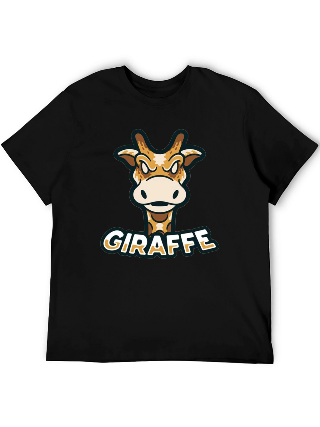 Giraffe Cartoon Graphic T-Shirt - Black