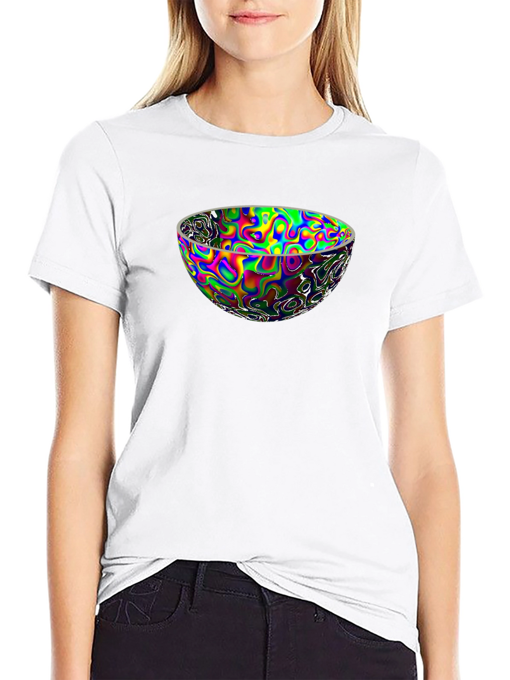 Vaporwave Bowl Graphic Black Tee