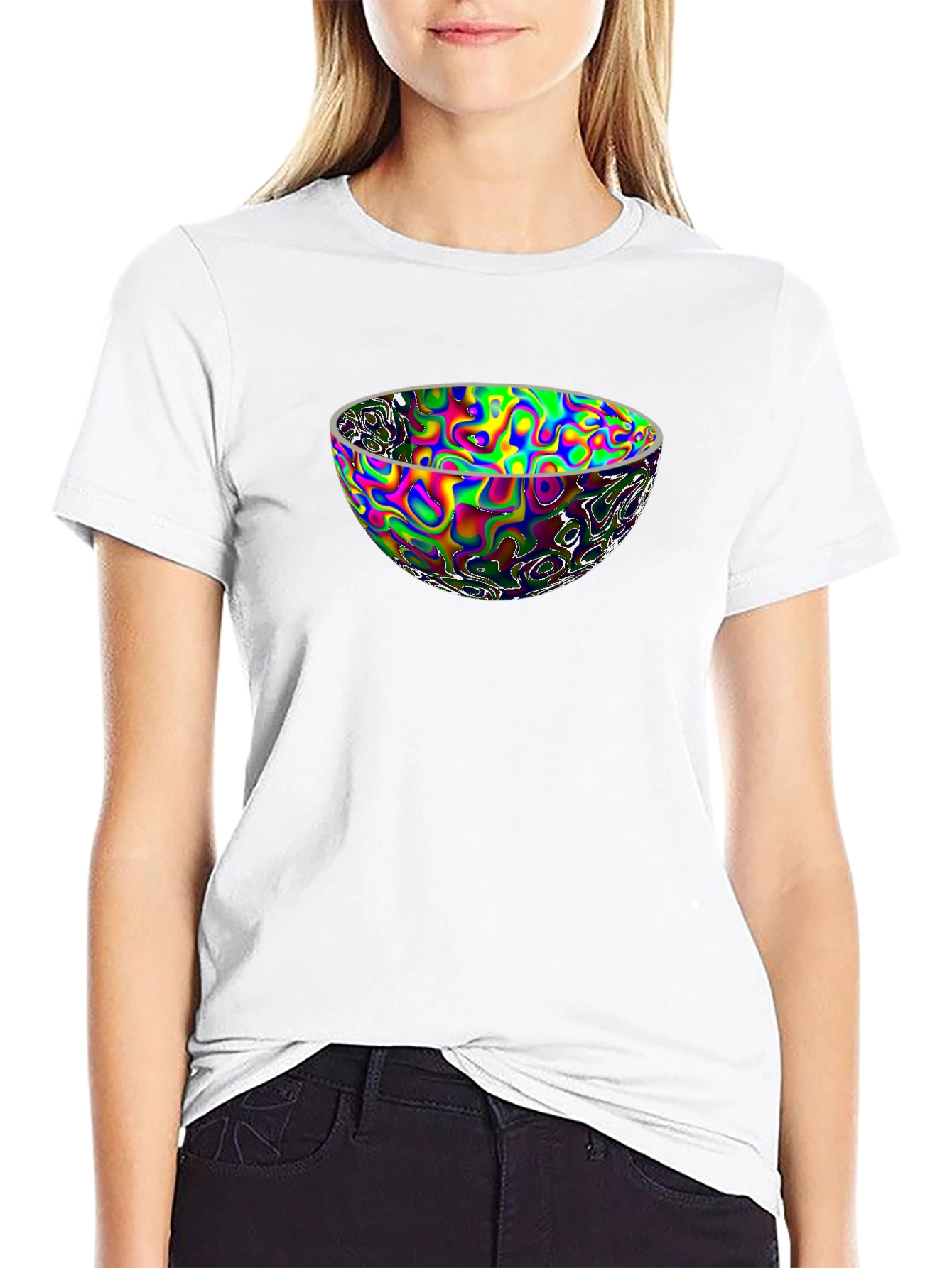 Vaporwave Bowl Graphic Black Tee