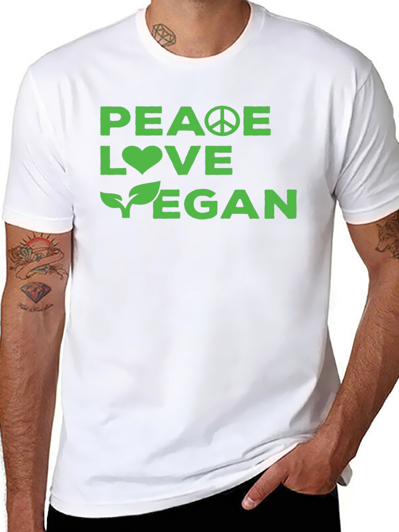 Peace Love Vegan Graphic Tee - Soft Cotton