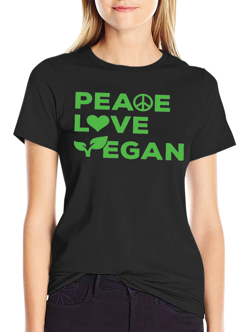 Peace Love Vegan Graphic Tee - Soft Cotton