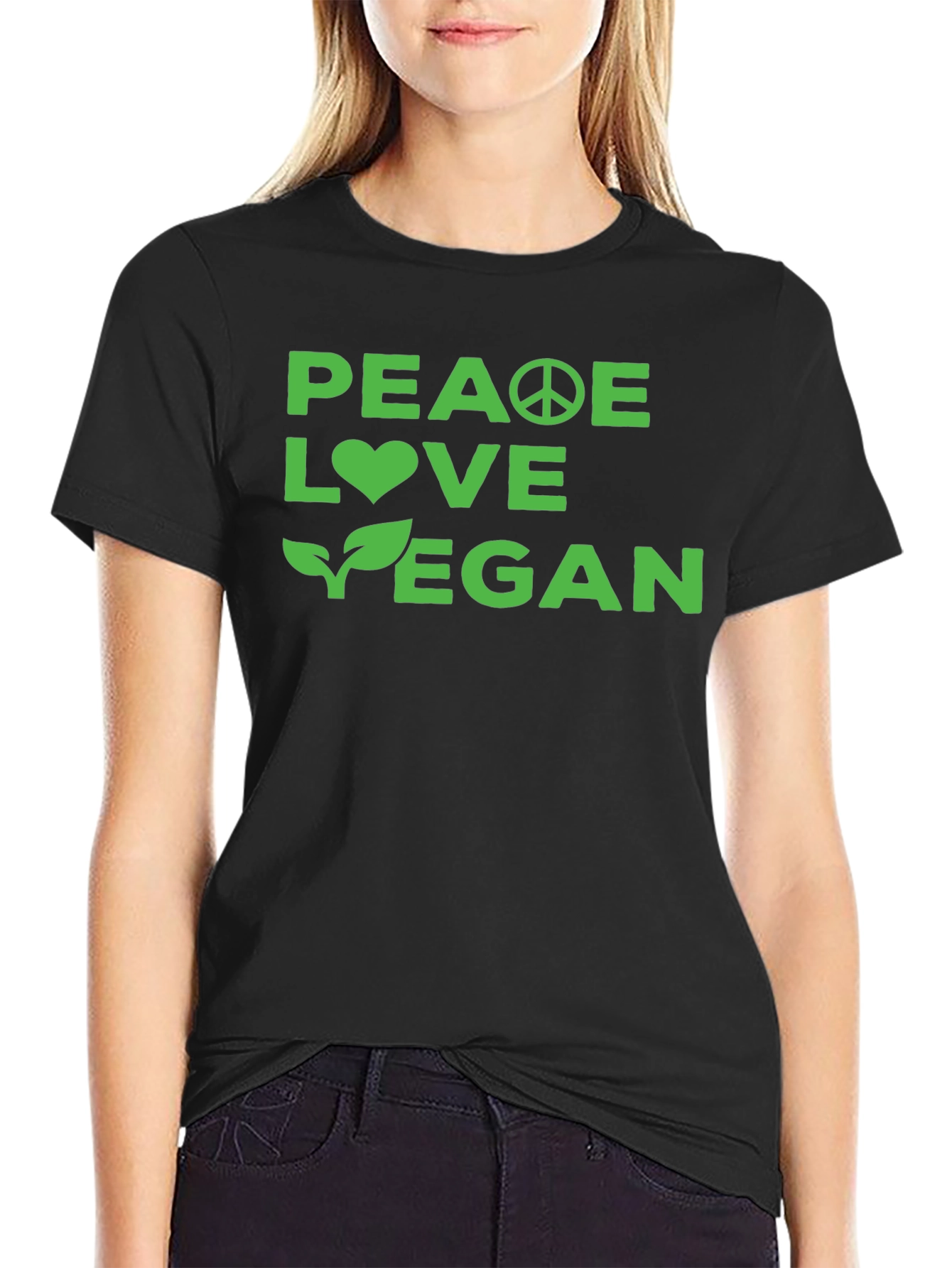 Peace Love Vegan Graphic Tee - Soft Cotton