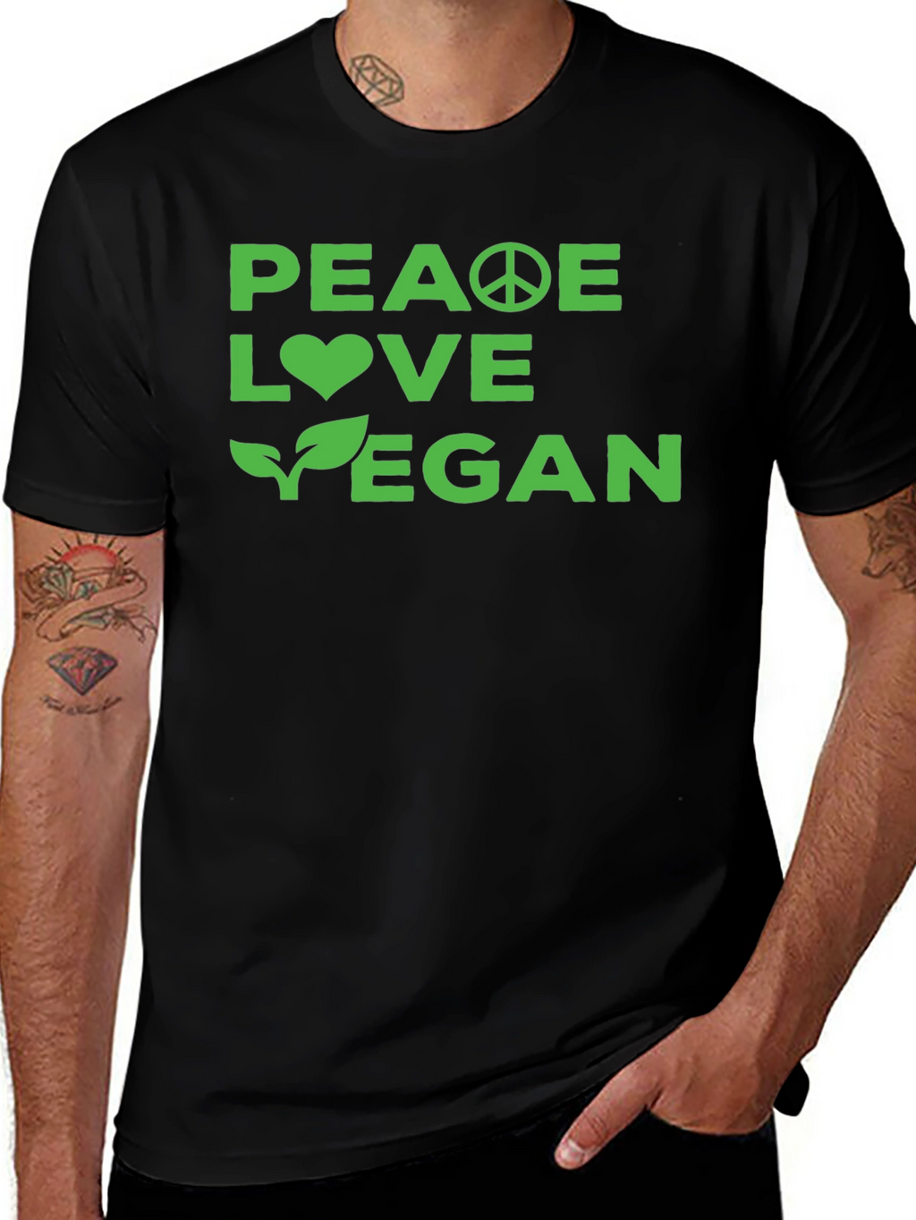 Peace Love Vegan Graphic Tee - Soft Cotton