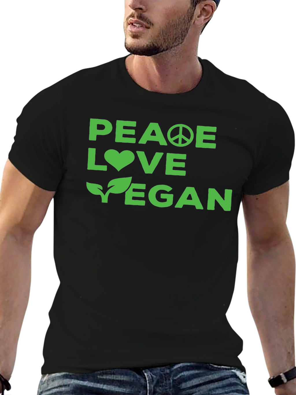Peace Love Vegan Graphic Tee - Soft Cotton