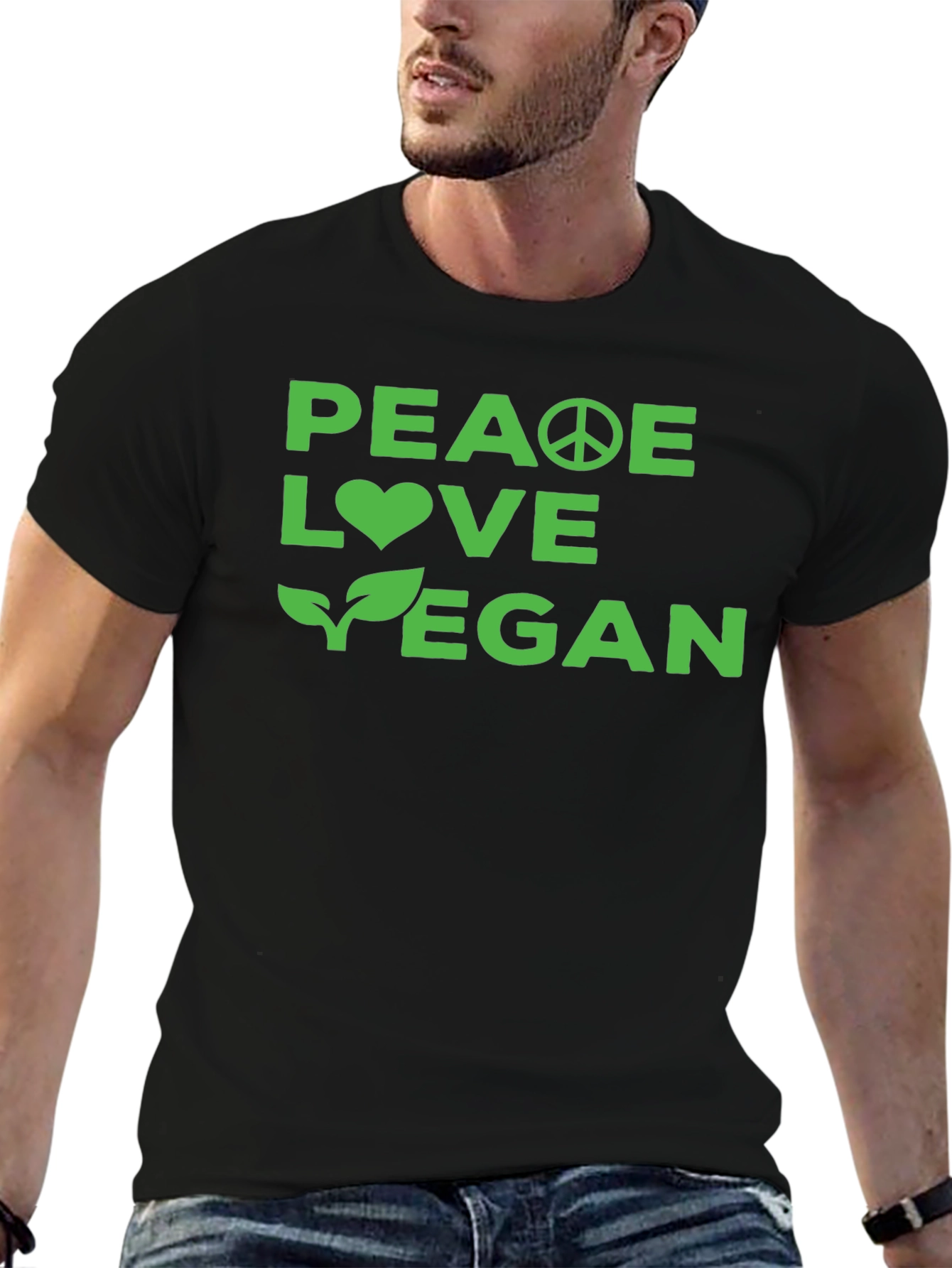 Peace Love Vegan Graphic Tee - Soft Cotton