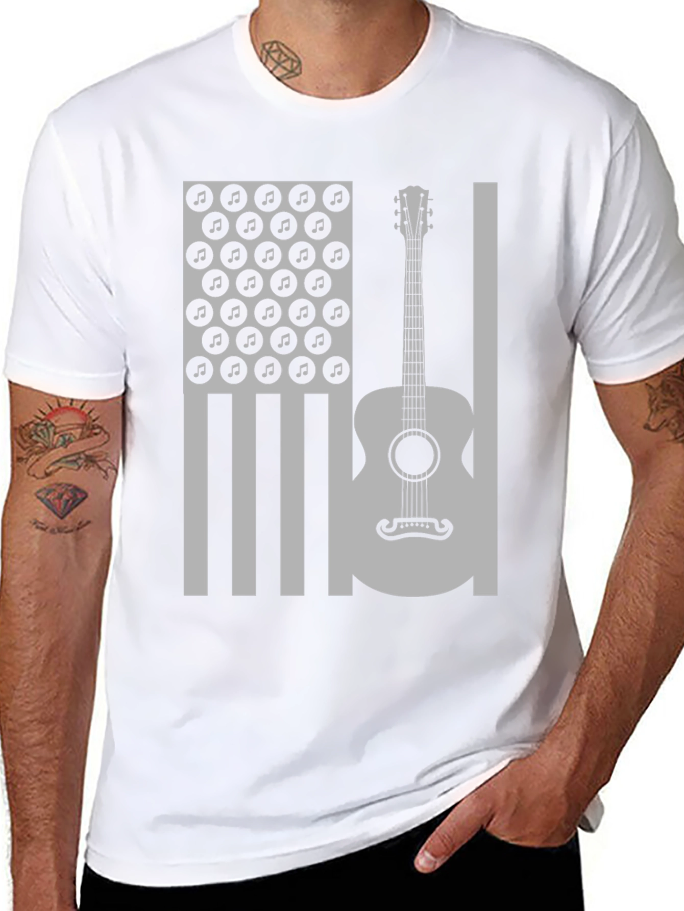 American Flag Guitar Music T-Shirt