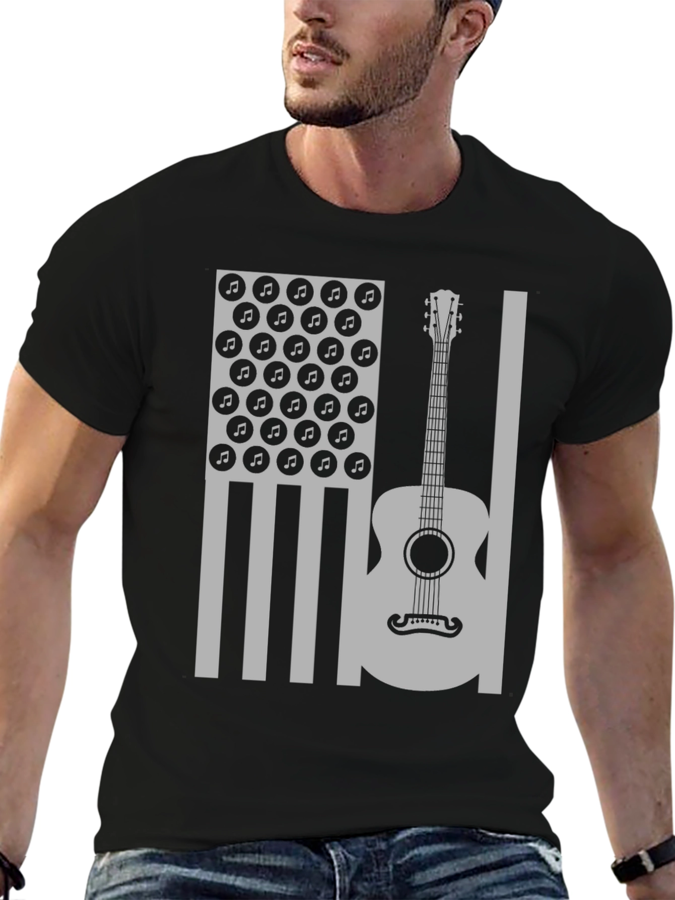 American Flag Guitar Music T-Shirt