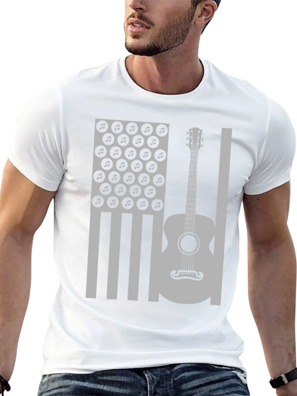 American Flag Guitar Music T-Shirt