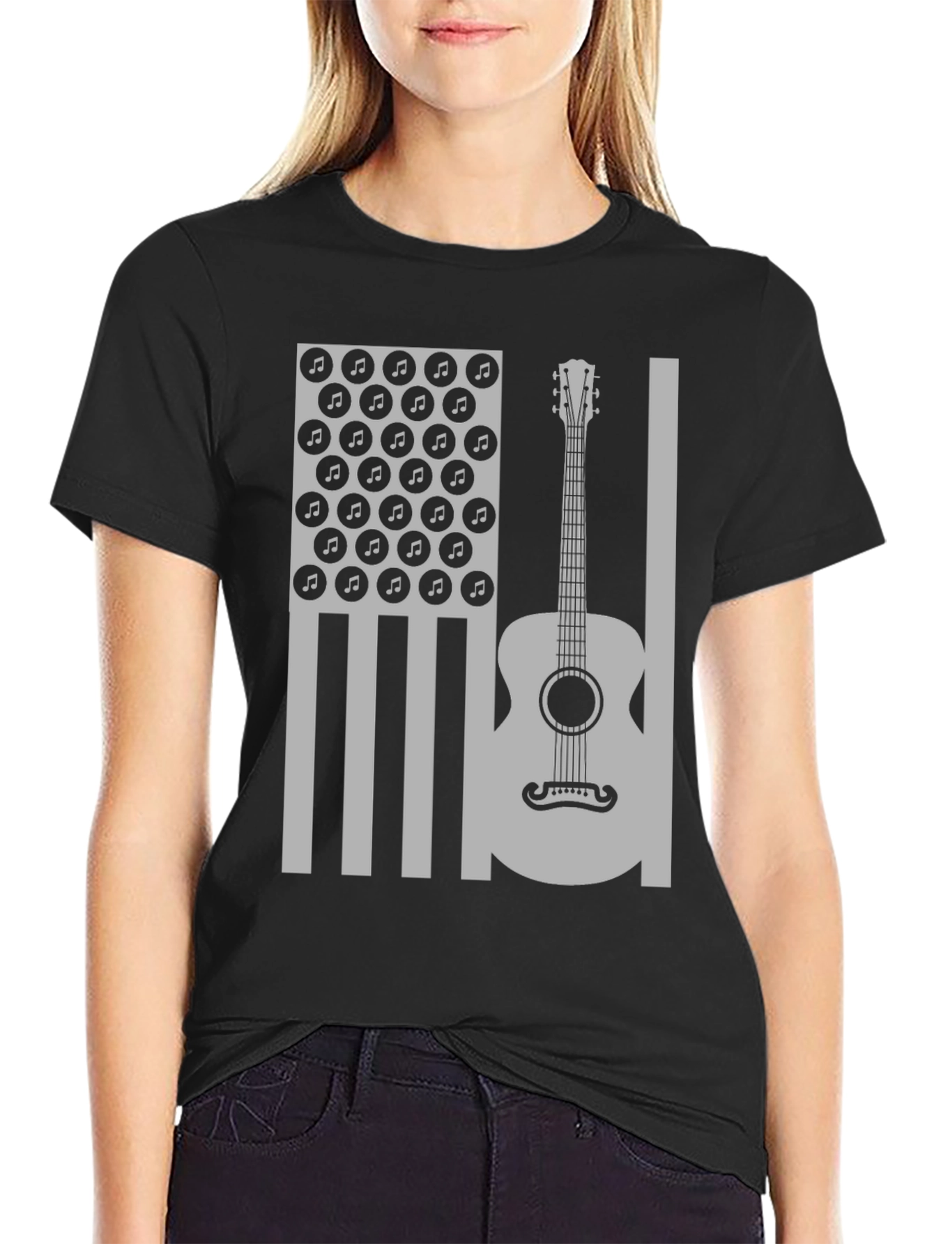 American Flag Guitar Music T-Shirt
