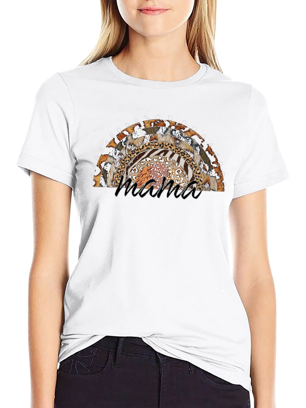 Mama Rainbow Animal Print T-Shirt