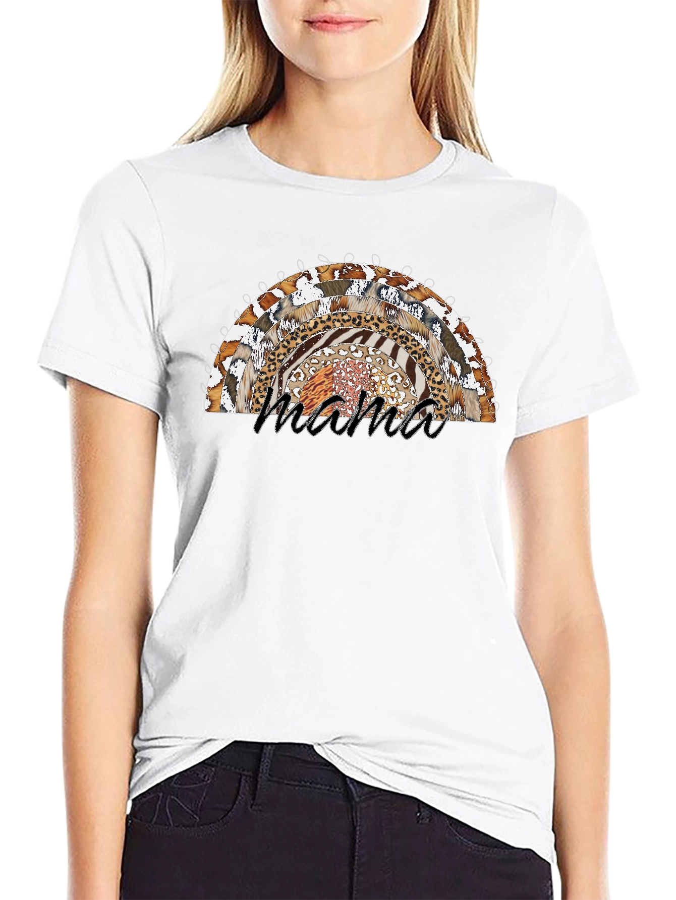 Mama Rainbow Animal Print T-Shirt