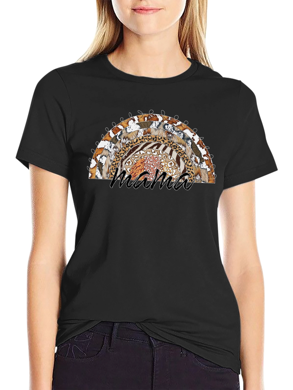 Mama Rainbow Animal Print T-Shirt