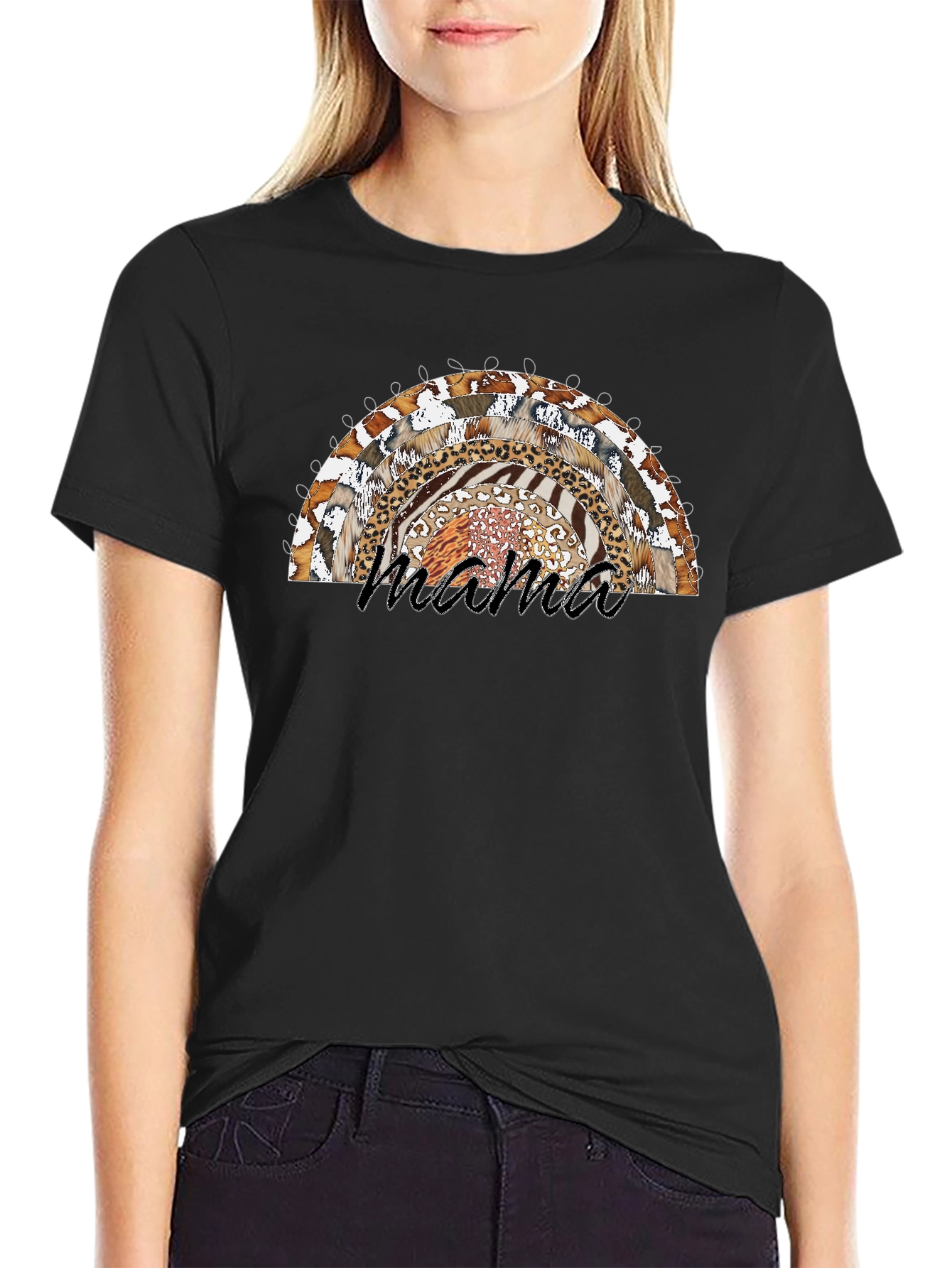 Mama Rainbow Animal Print T-Shirt