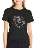 Rose Graphic Tee - Stylish Black Cotton T-Shirt