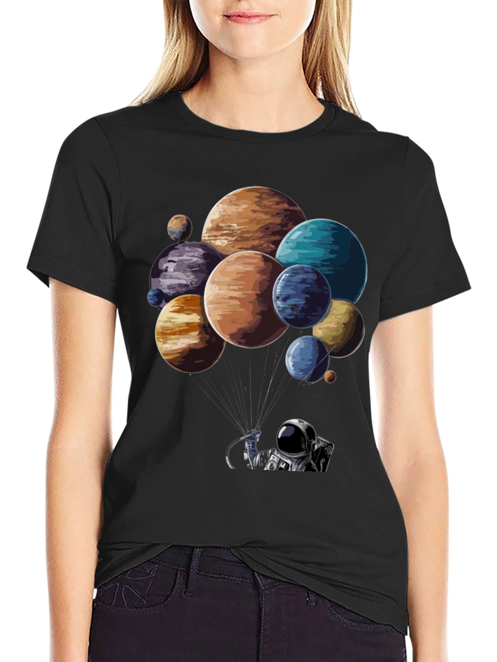Astronaut Planet Balloon Graphic T-Shirt