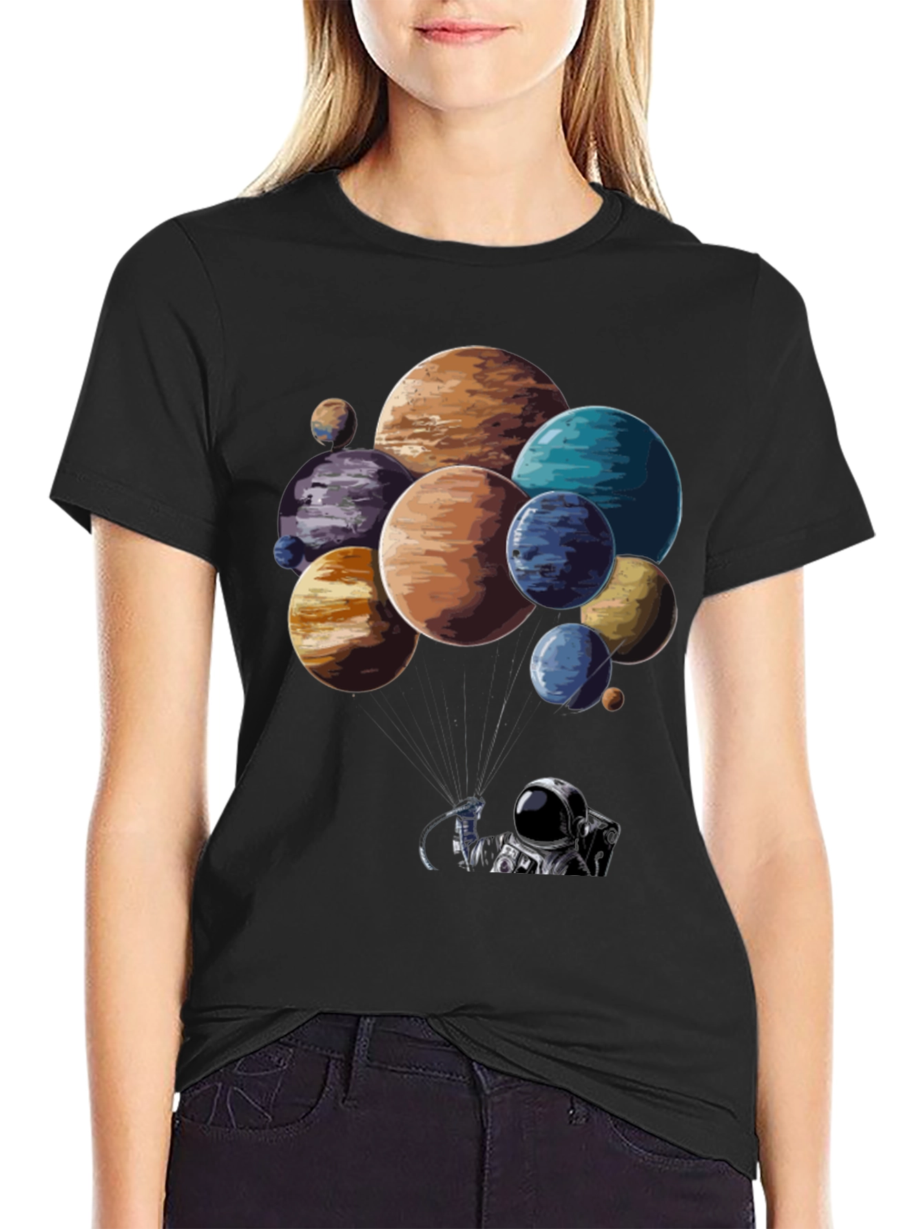 Astronaut Planet Balloon Graphic T-Shirt