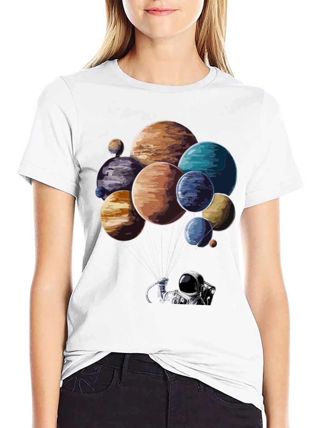 Astronaut Planet Balloon Graphic T-Shirt