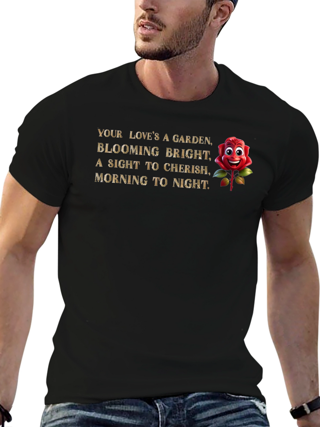 Rose Garden Mens Graphic T-Shirt - Black
