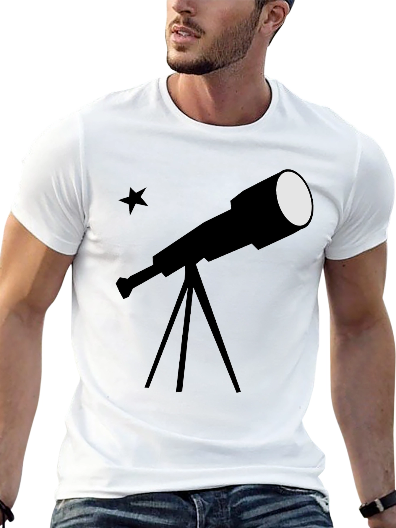 Telescope Graphic Black T-Shirt - Stargazer Tee