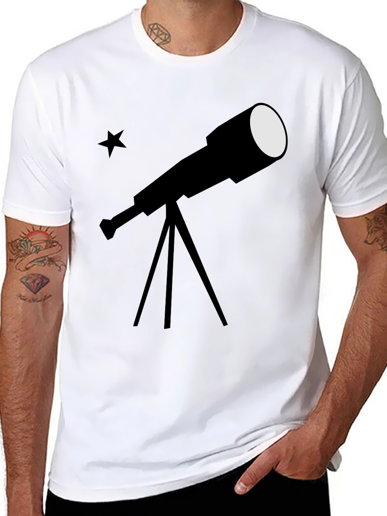 Telescope Graphic Black T-Shirt - Stargazer Tee