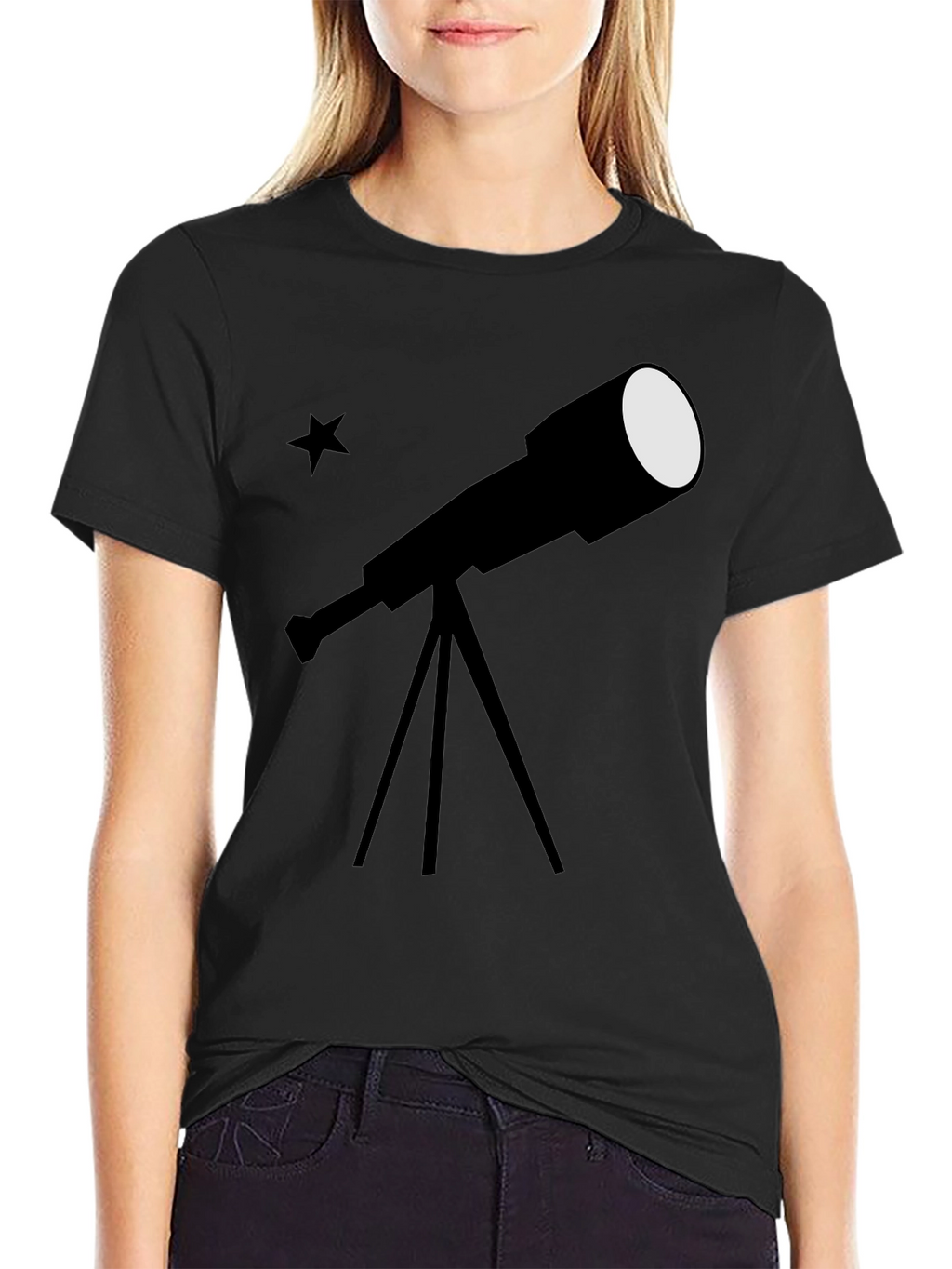Telescope Graphic Black T-Shirt - Stargazer Tee