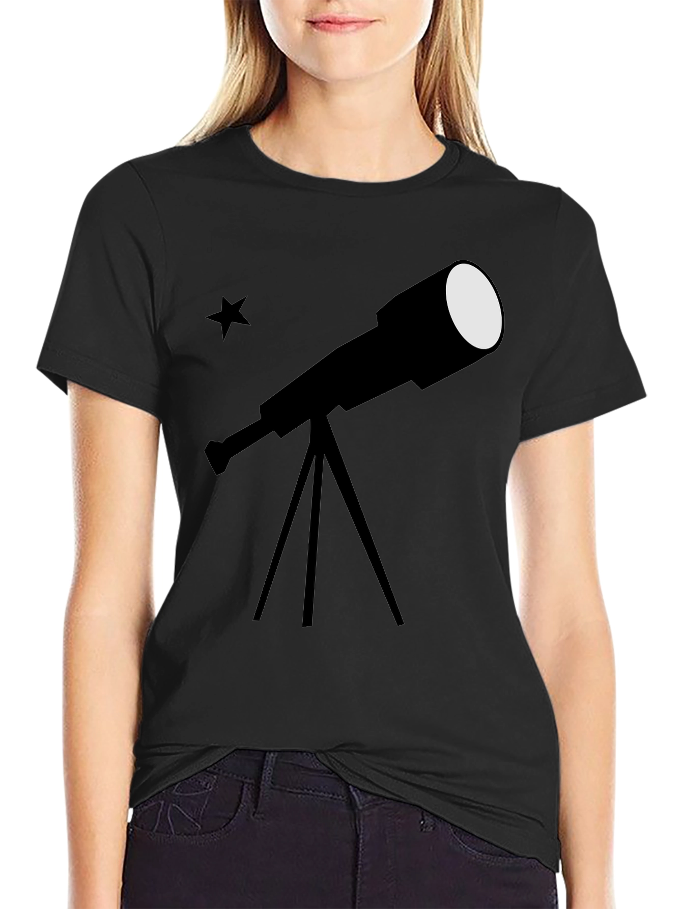 Telescope Graphic Black T-Shirt - Stargazer Tee