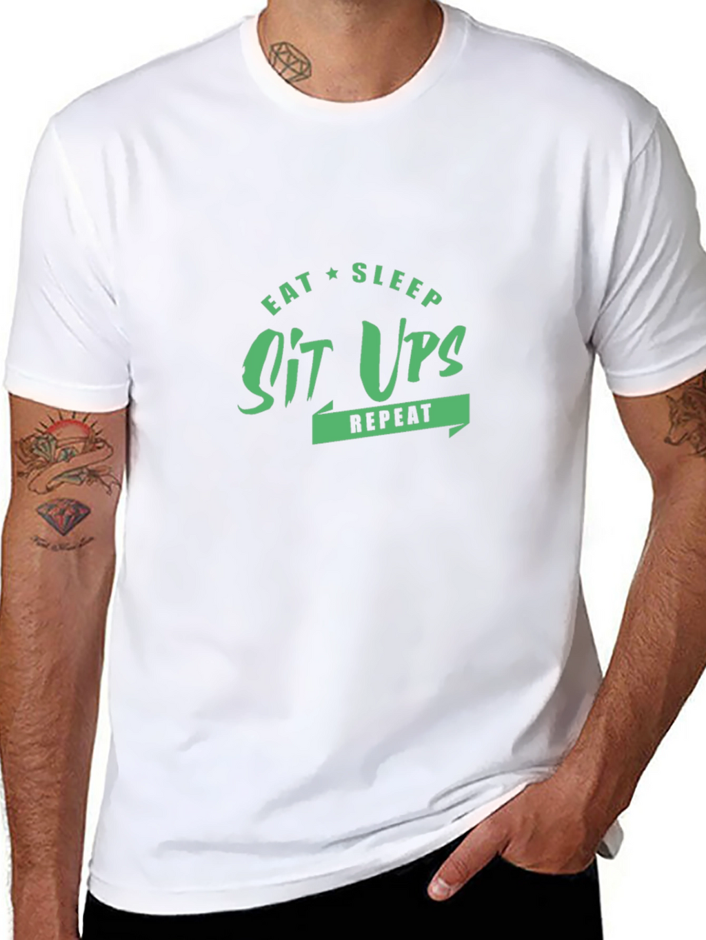 Eat Sleep Sit Ups Repeat T-Shirt - Black