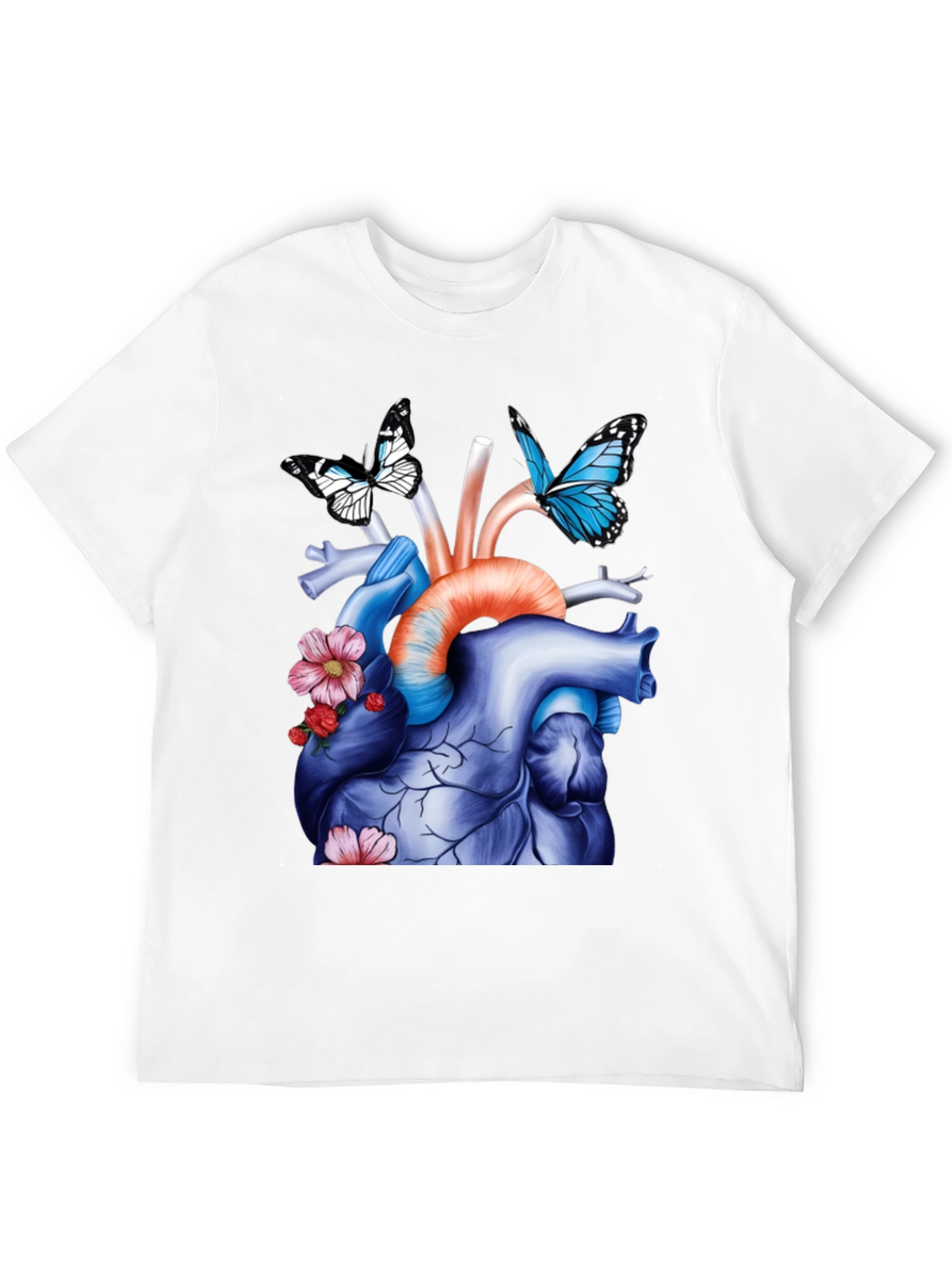 Anatomical Heart with Butterflies Graphic Tee
