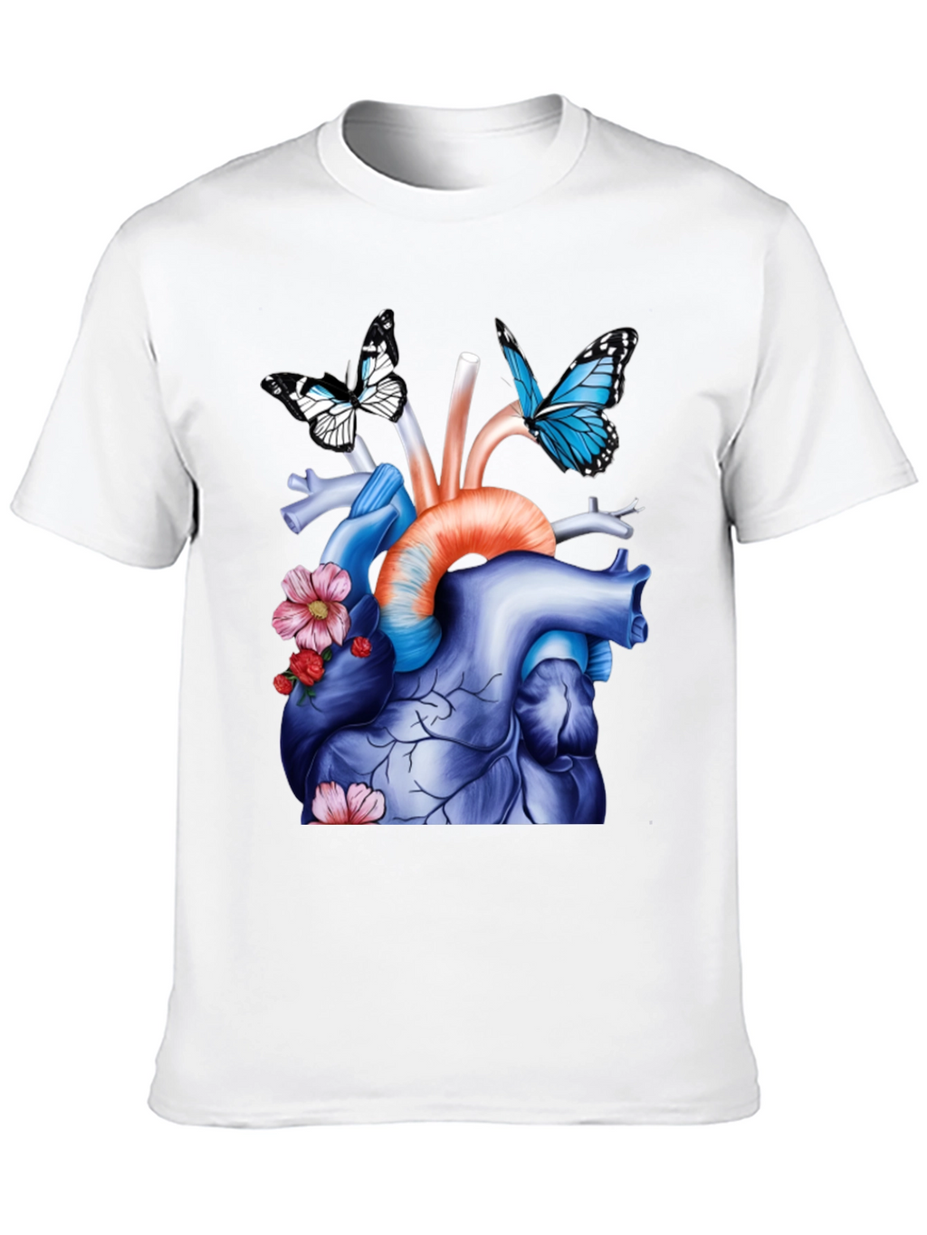 Anatomical Heart with Butterflies Graphic Tee