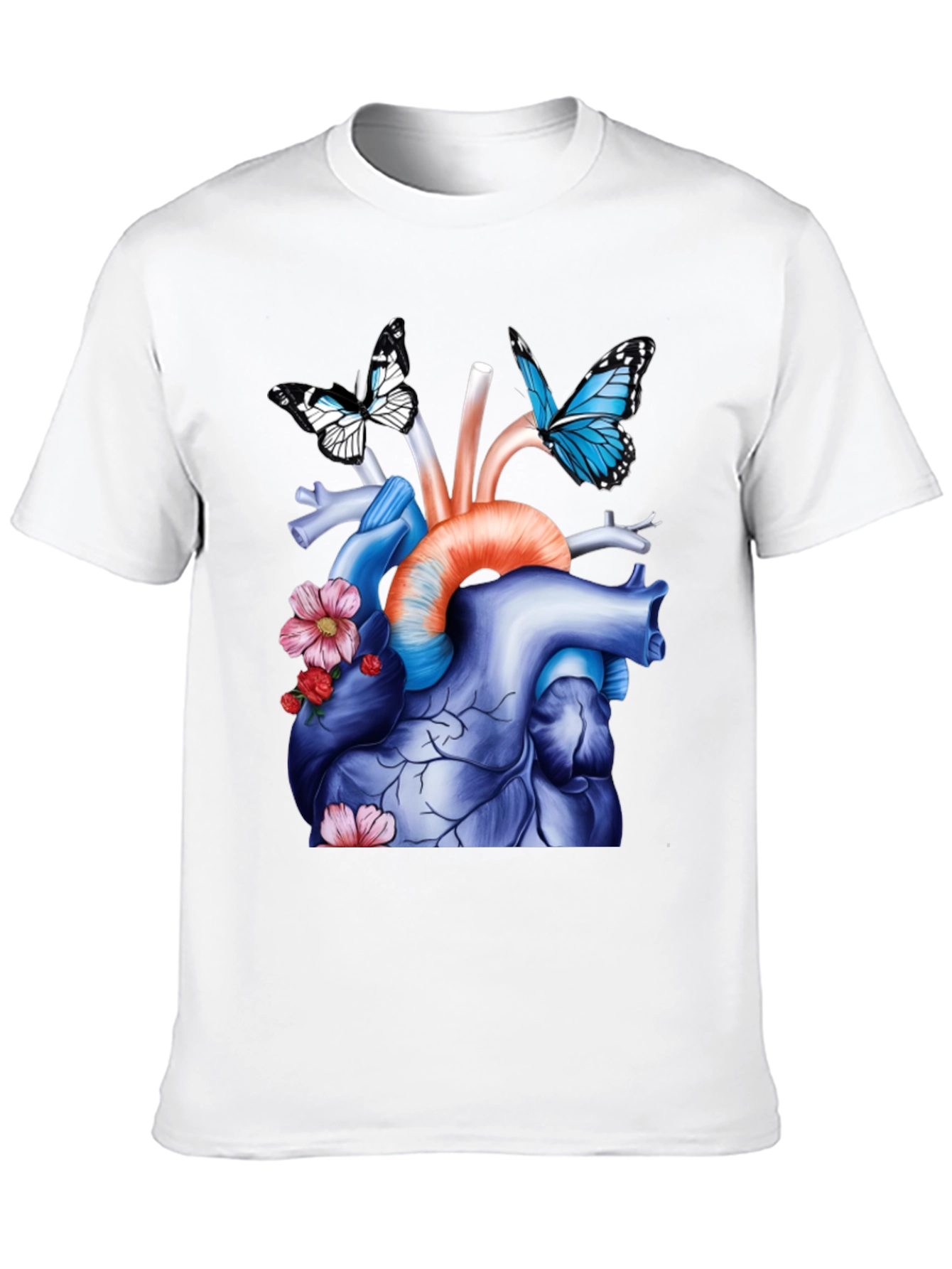 Anatomical Heart with Butterflies Graphic Tee