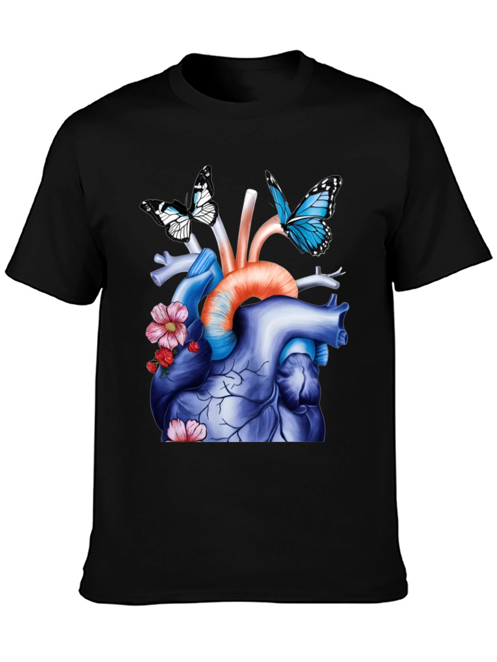 Anatomical Heart with Butterflies Graphic Tee