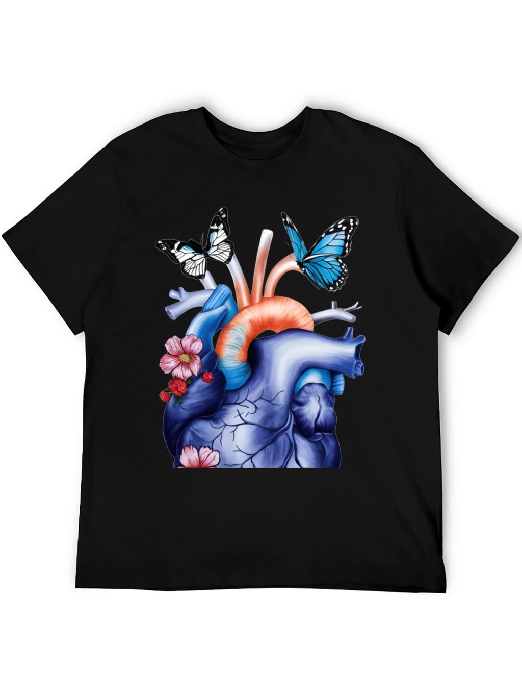 Anatomical Heart with Butterflies Graphic Tee