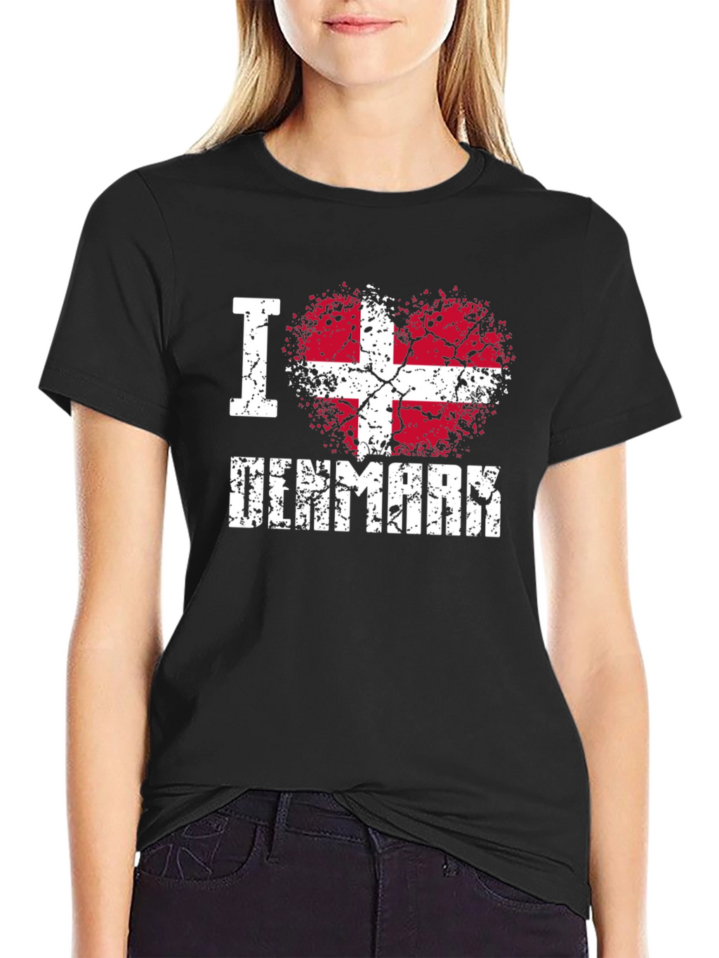 I Love Denmark Heart Flag T-Shirt