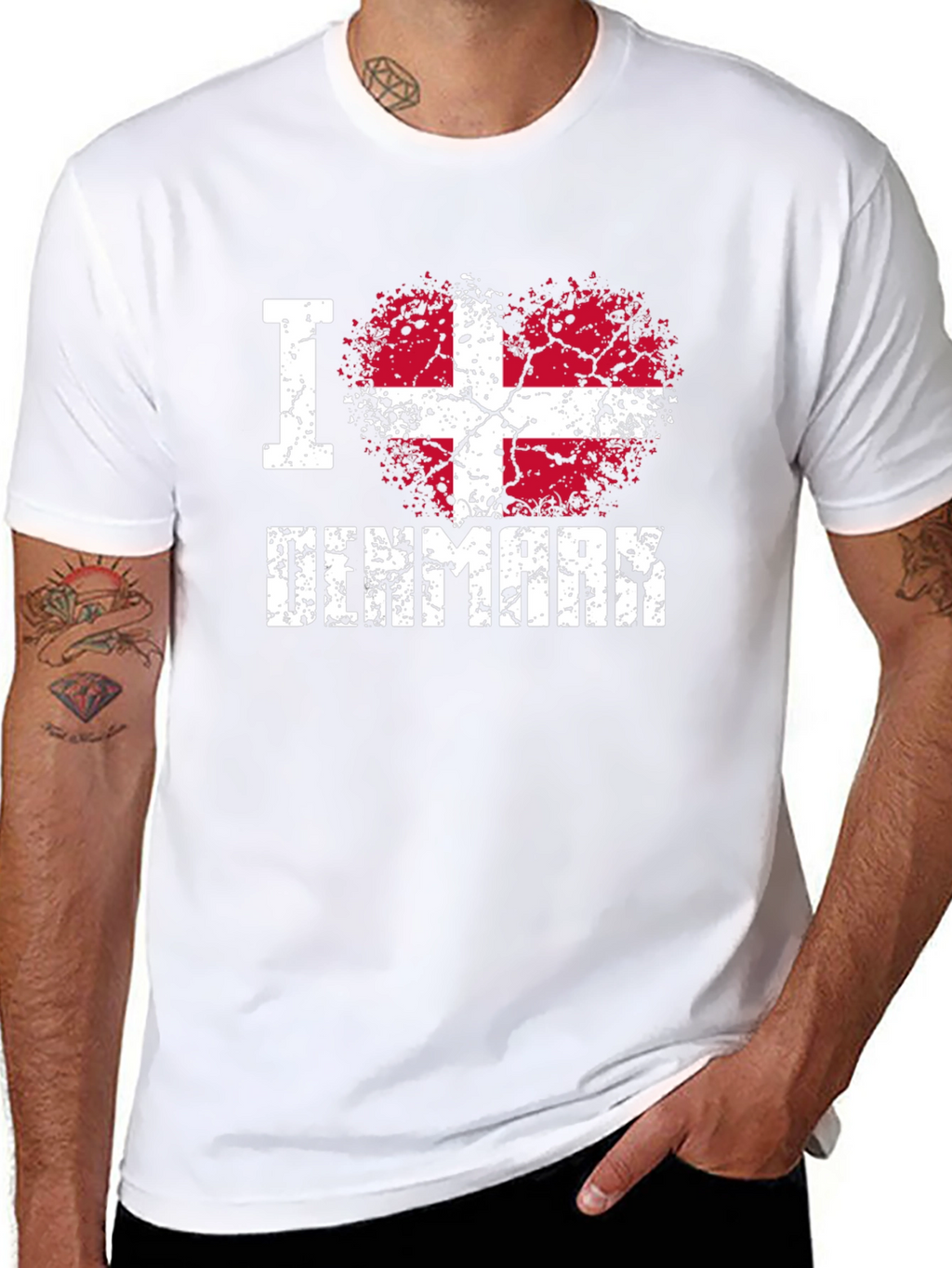 I Love Denmark Heart Flag T-Shirt