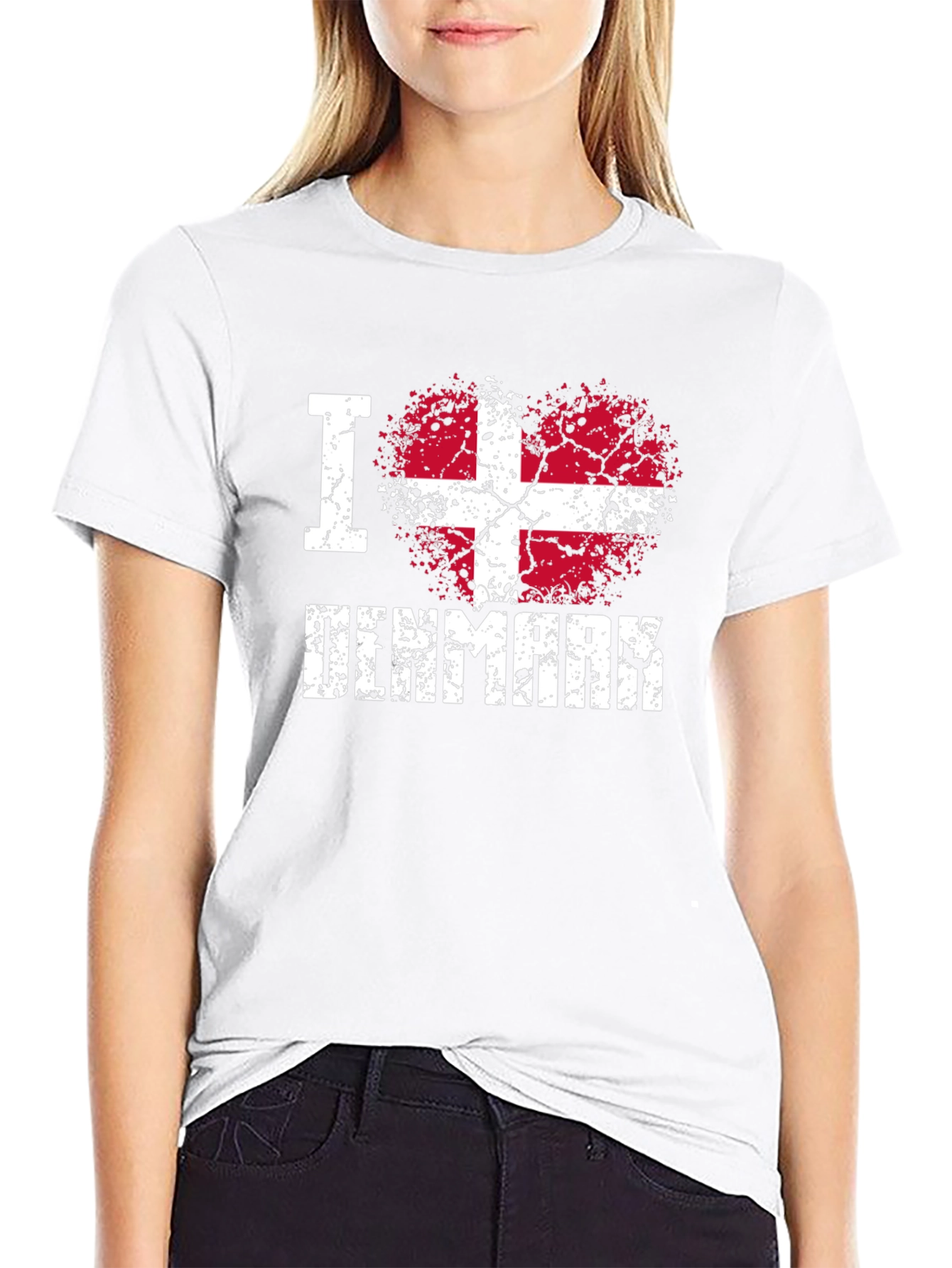 I Love Denmark Heart Flag T-Shirt