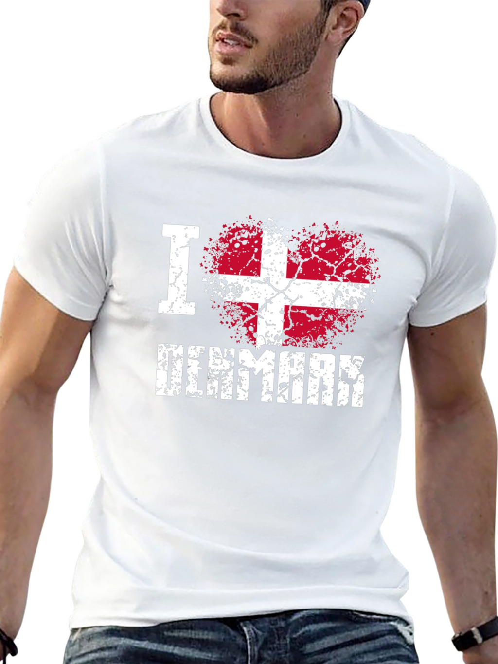 I Love Denmark Heart Flag T-Shirt