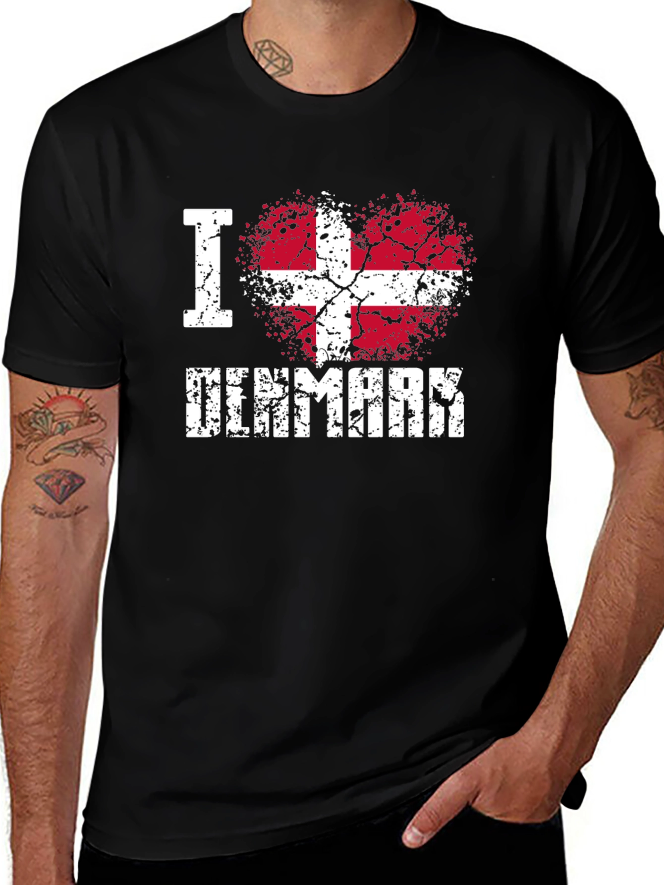 I Love Denmark Heart Flag T-Shirt