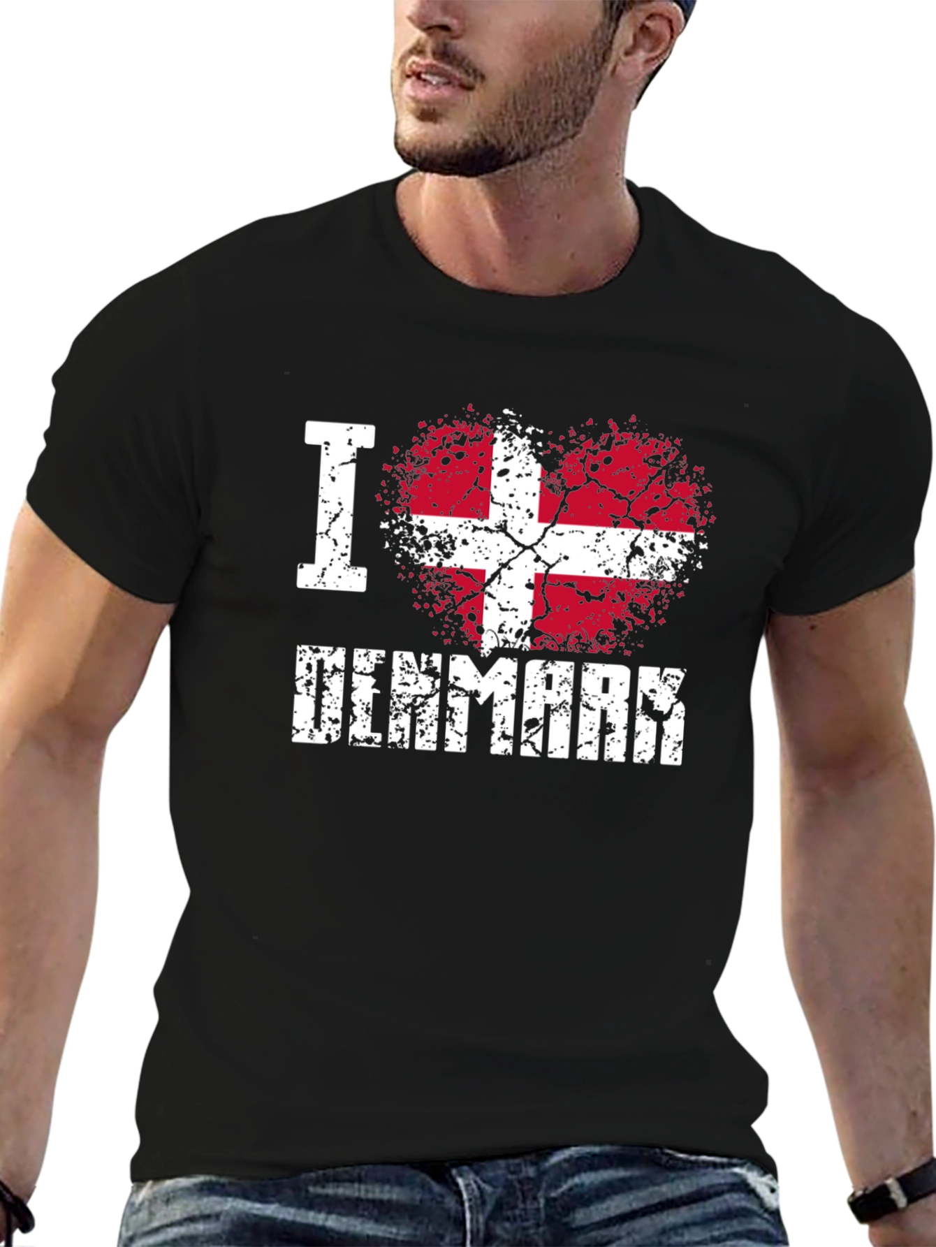 I Love Denmark Heart Flag T-Shirt