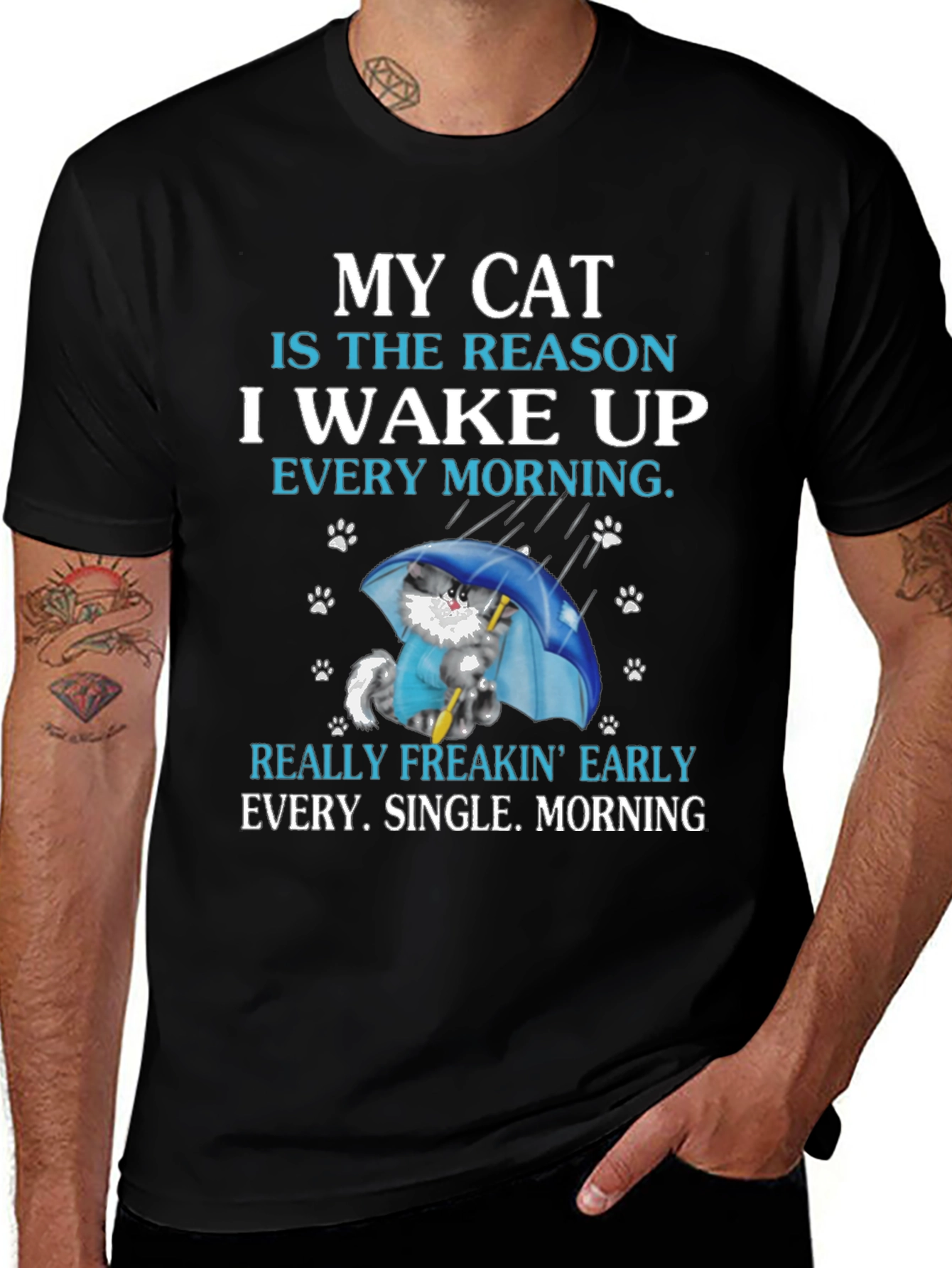 Cat Lover T-Shirt: My Cat Is The Reason I Wake Up