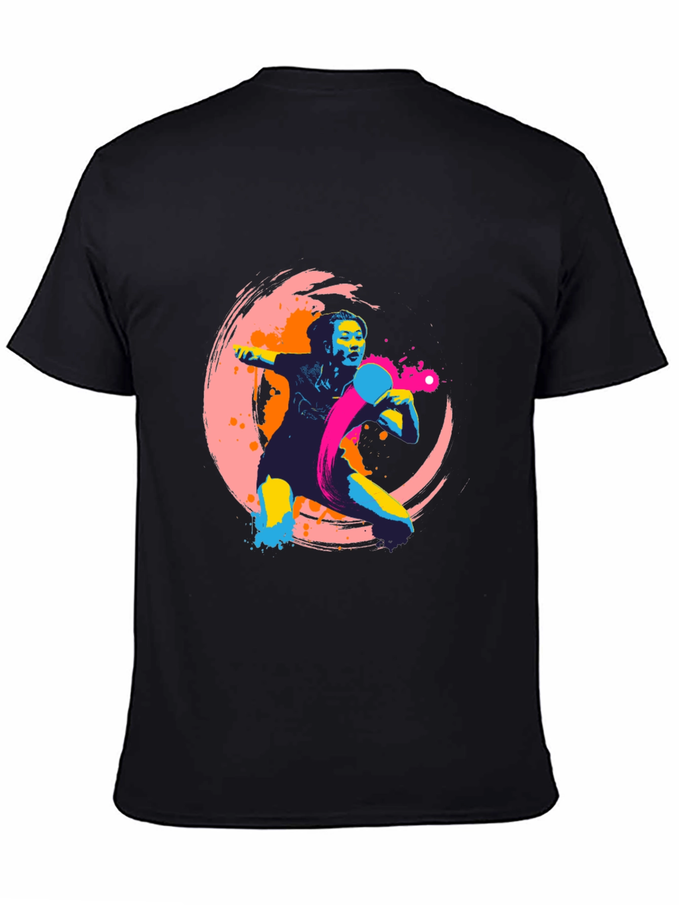 Abstract Table Tennis Graphic Tee - Black